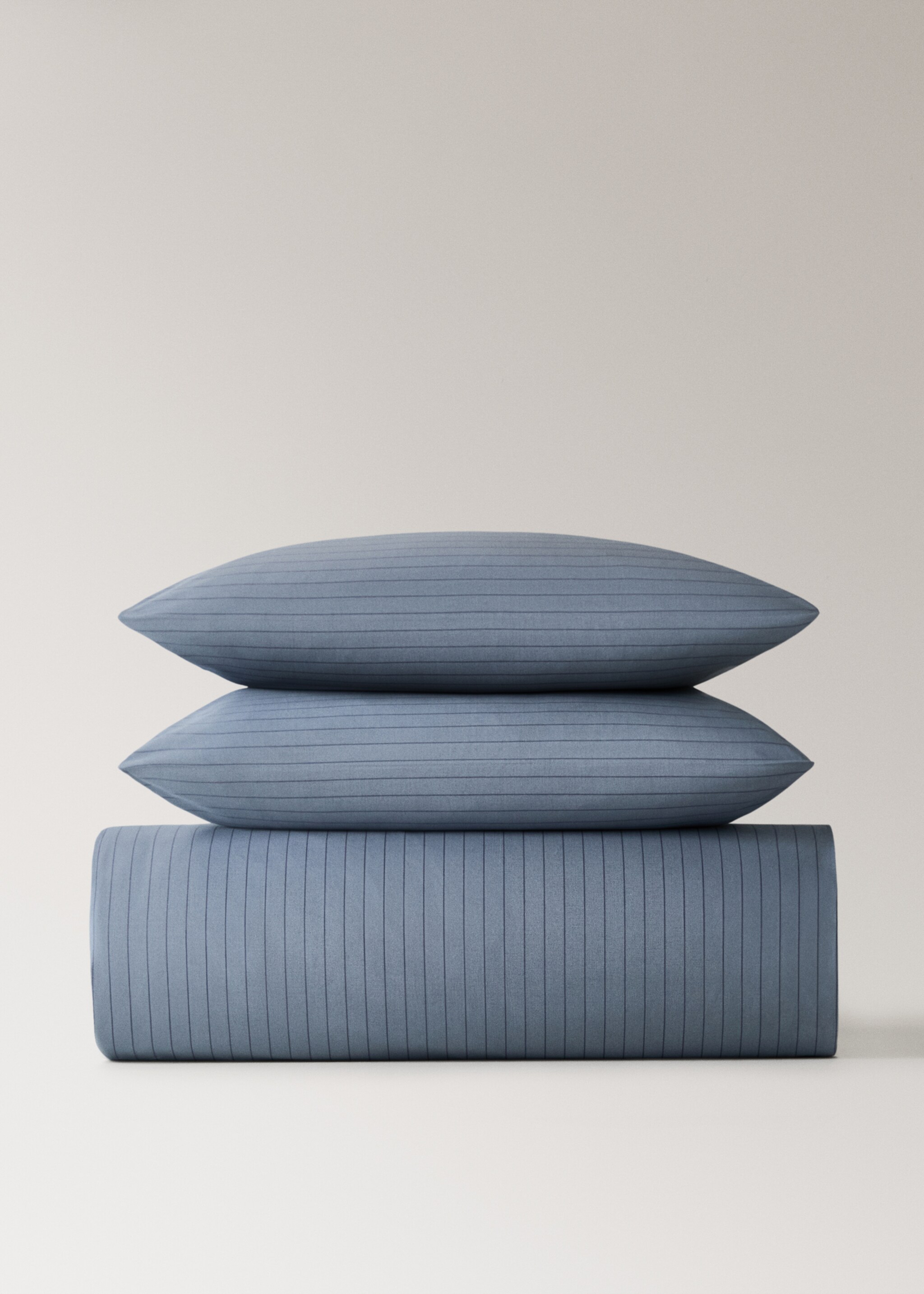 Reversible percale cotton striped duvet cover for 180/200 cm bed - Article without model, Ink Blue. Ref: 17003825-00.