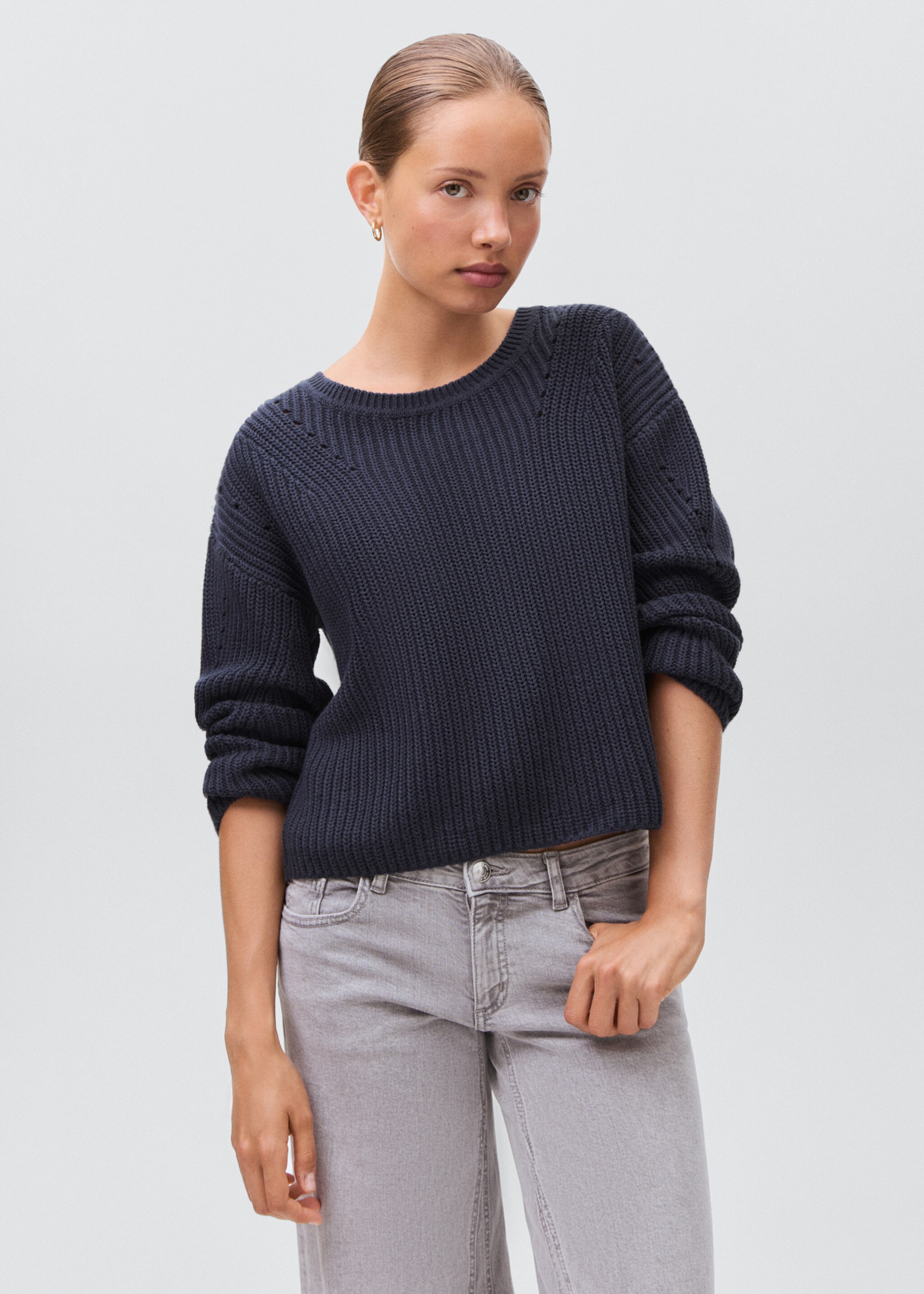 Jersey punto oversize - Plano medio, Azul marino. Ref: 17004085-00.