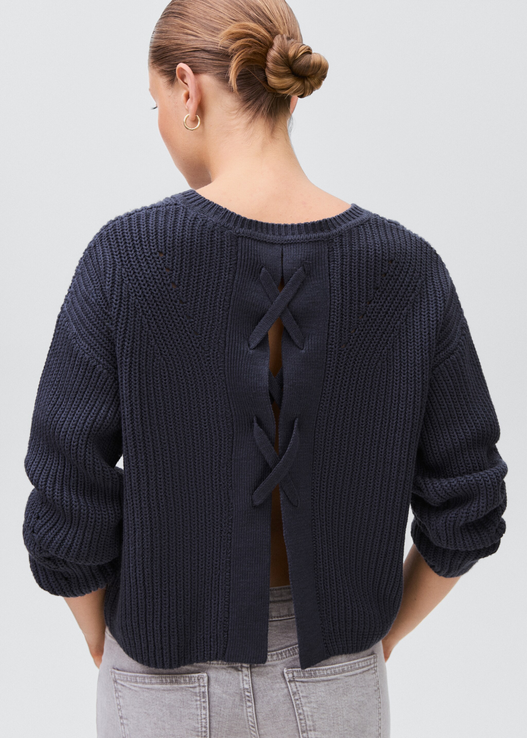 Jersey punto oversize - Reverso del artículo, Azul marino. Ref: 17004085-00.