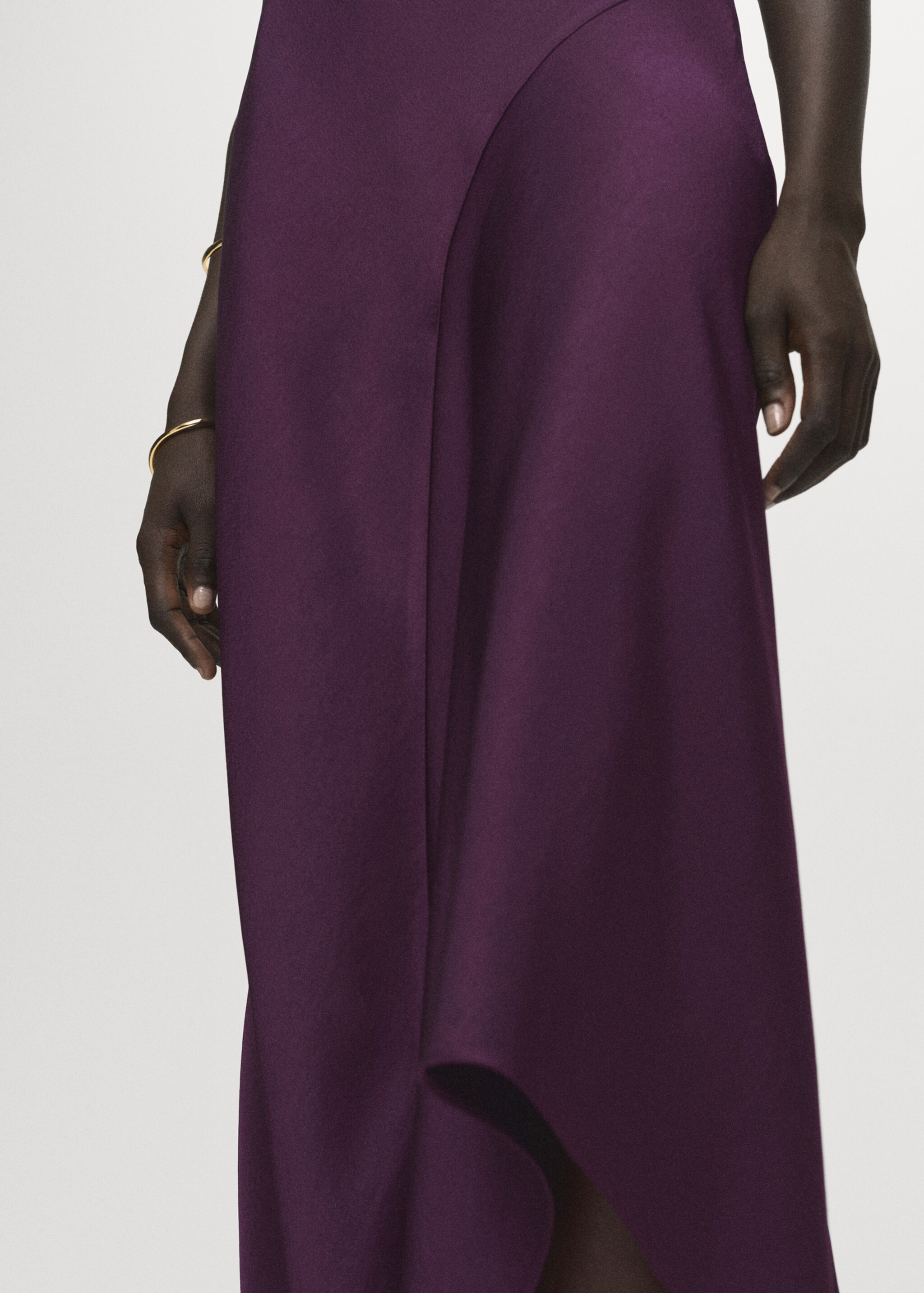Asymmetrical satin dress - Details of the article 6, Purple. Ref: 17004091-00.