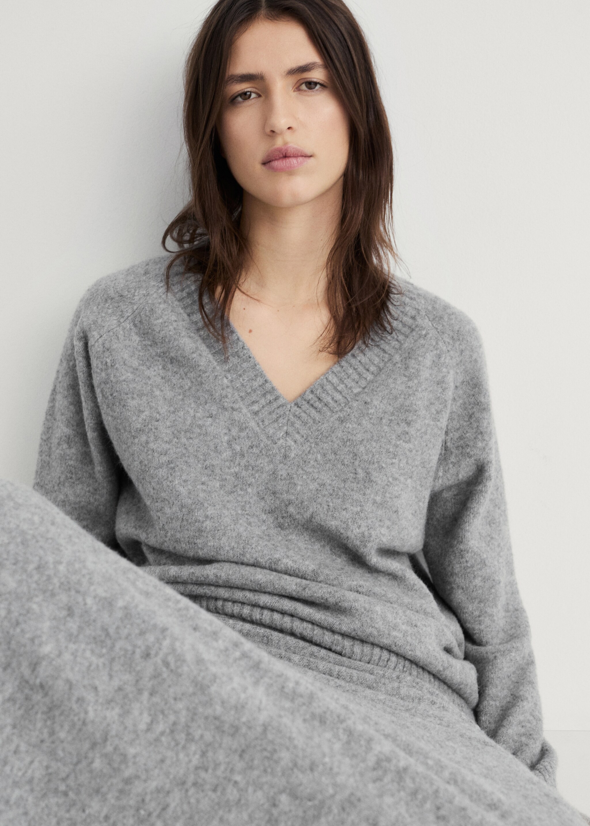 Pull-over maille col en V - Plan moyen