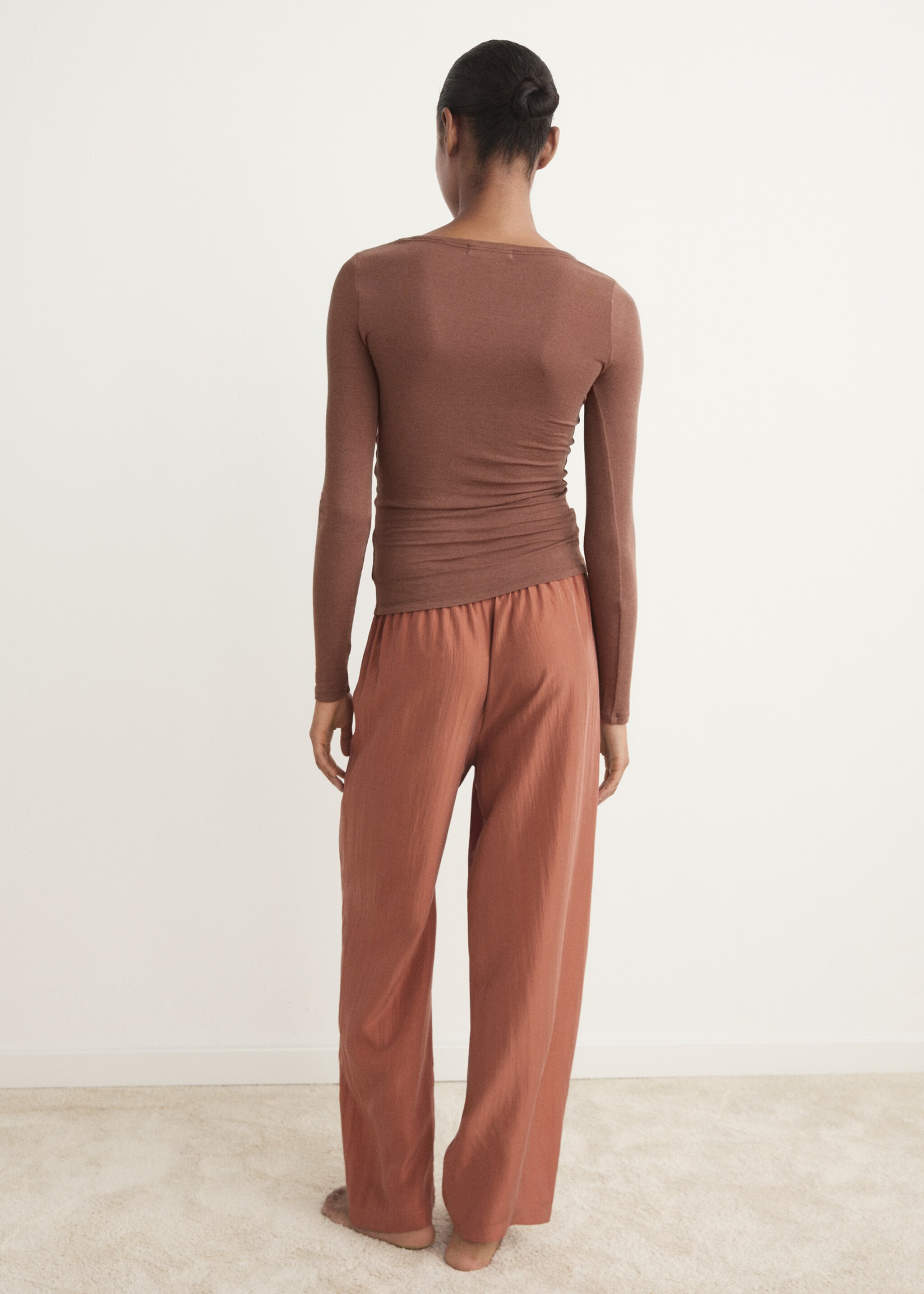 Cashmere pyjama t-shirt - Reverse of the article, Brown. Ref: 17004107-00.
