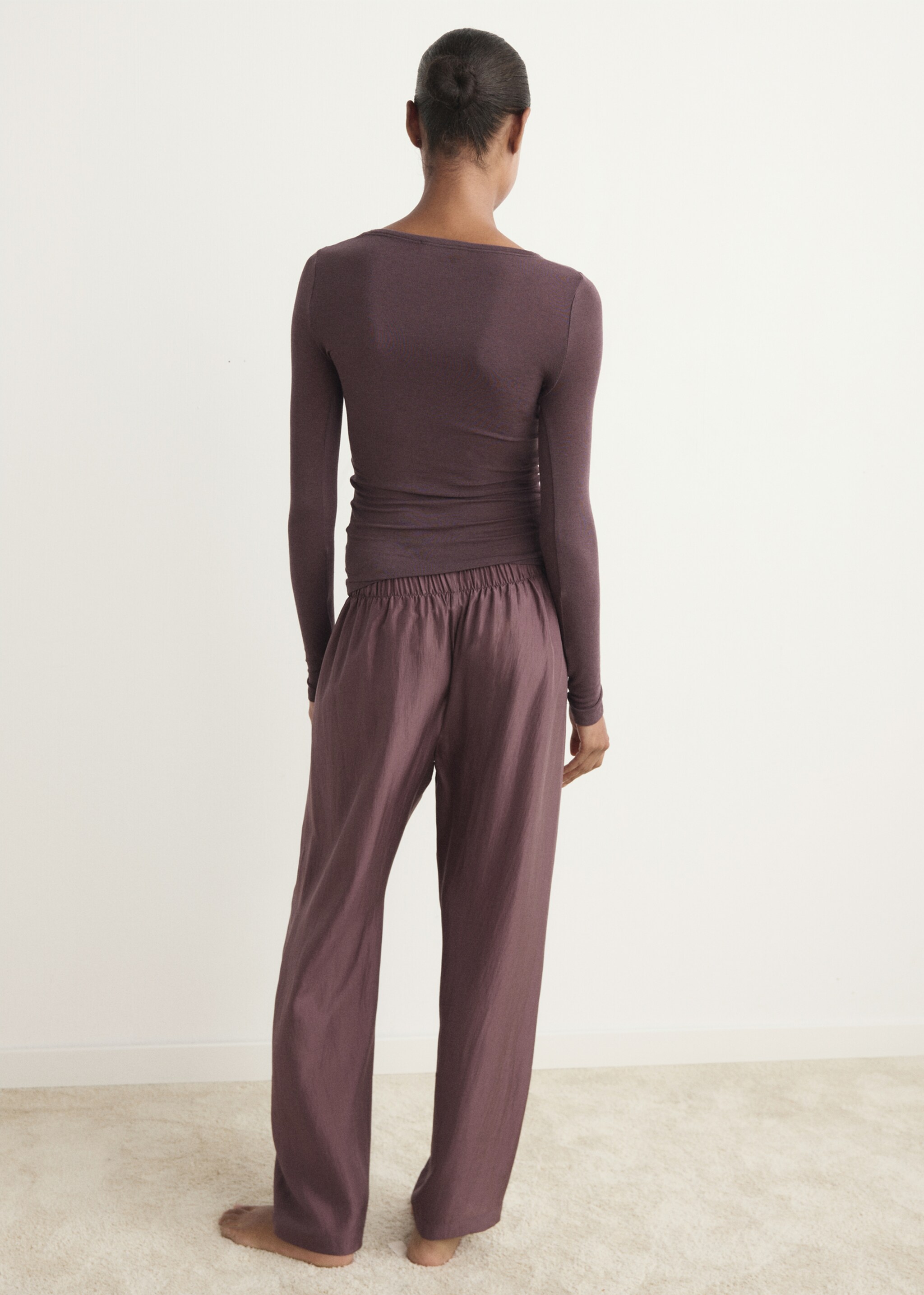 Cashmere pyjama t-shirt - Reverse of the article, Cognac. Ref: 17004107-00.