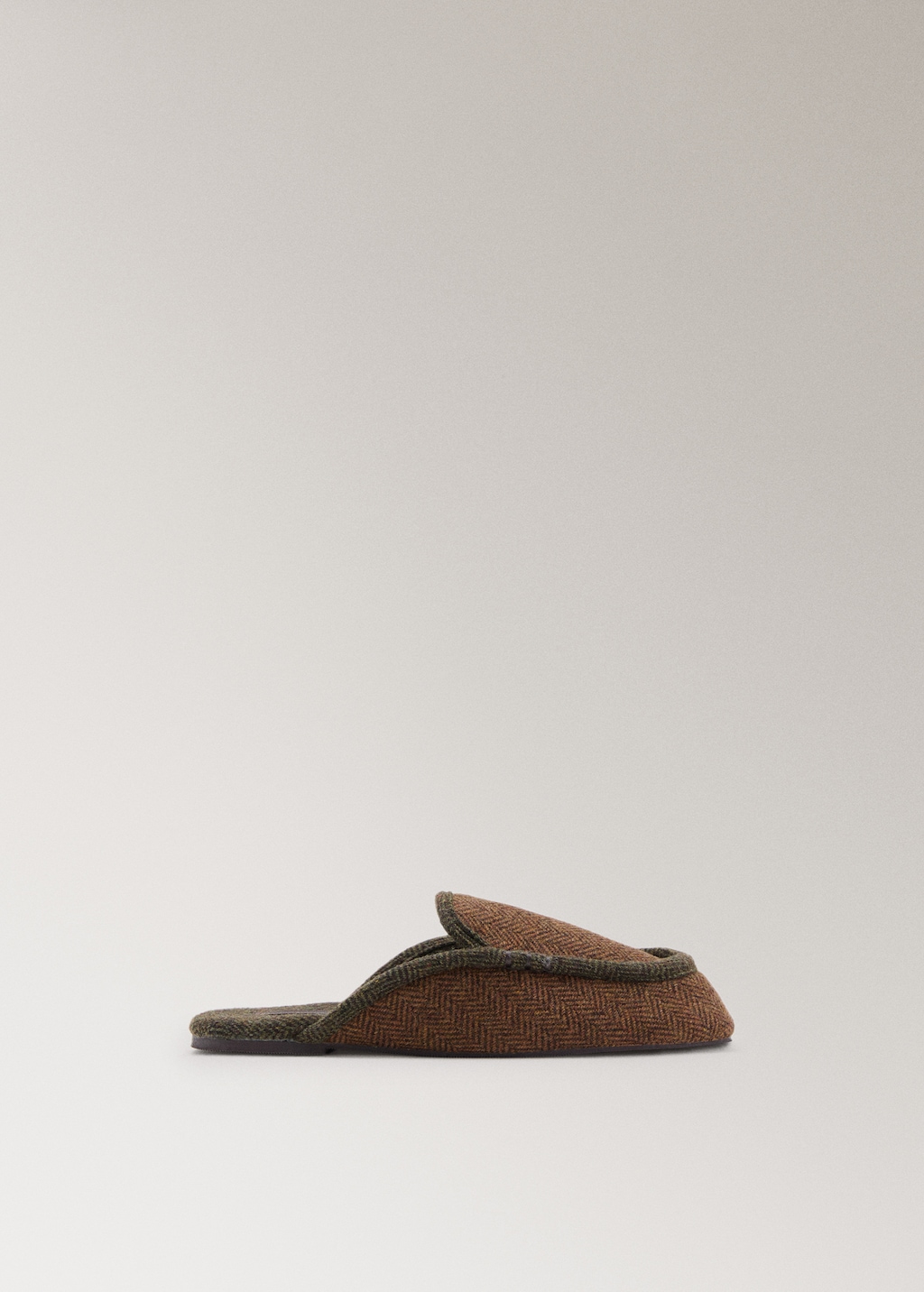 Herringbone fabric mule slippers