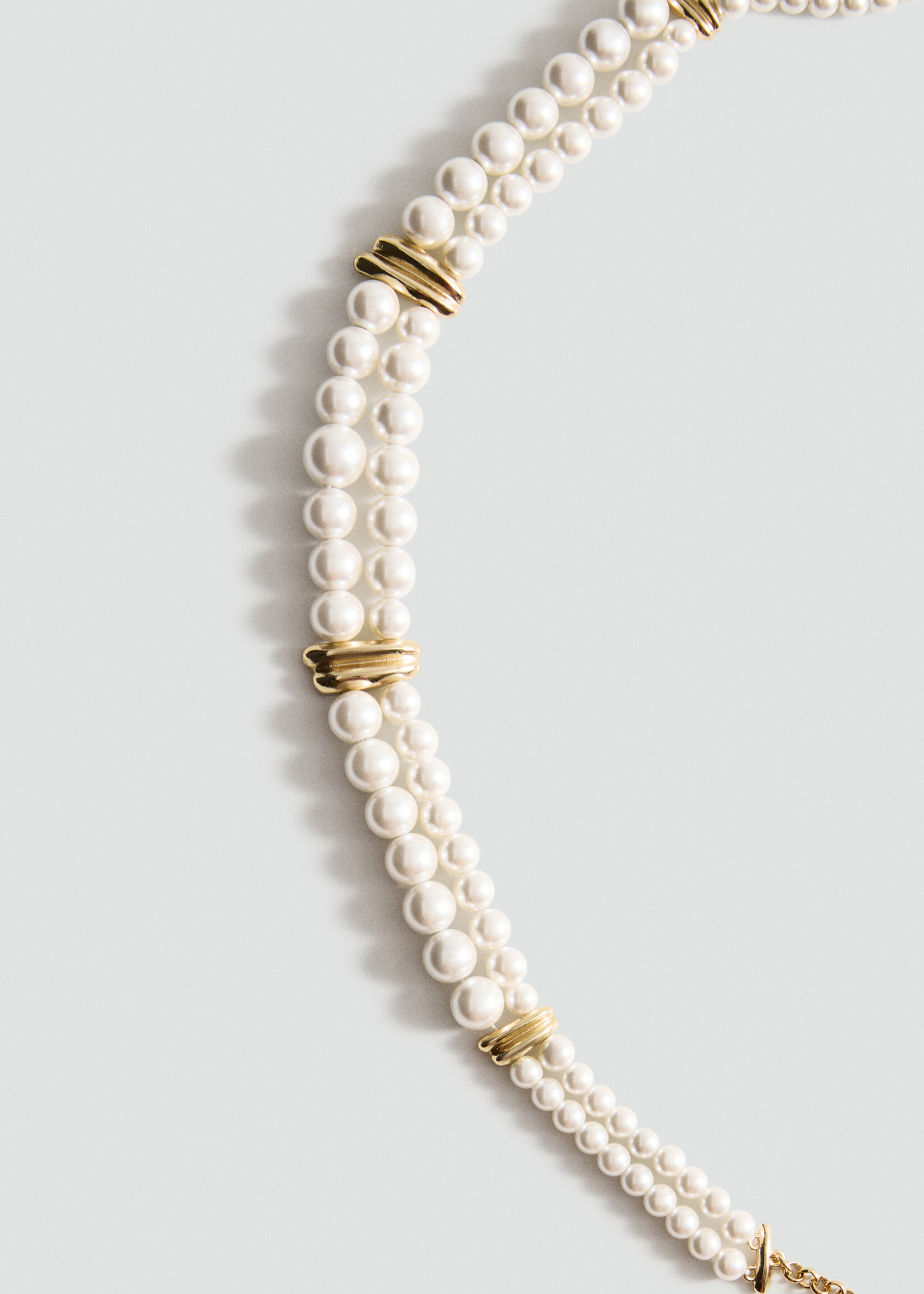 Combined double-chain pearl necklace - Medium plane, White. Ref: 17004135-00.