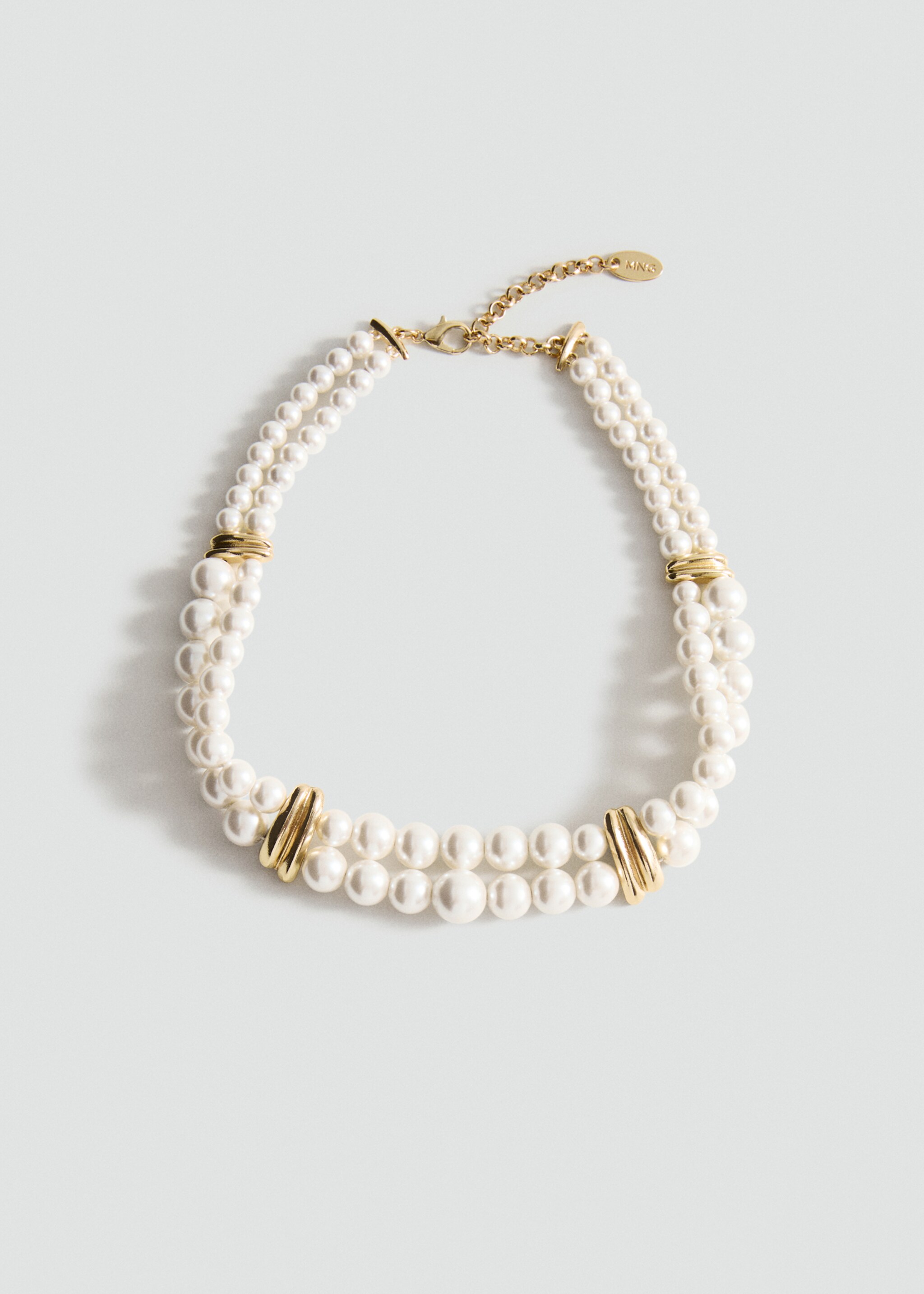 Combined double-chain pearl necklace - Article without model, White. Ref: 17004135-00.