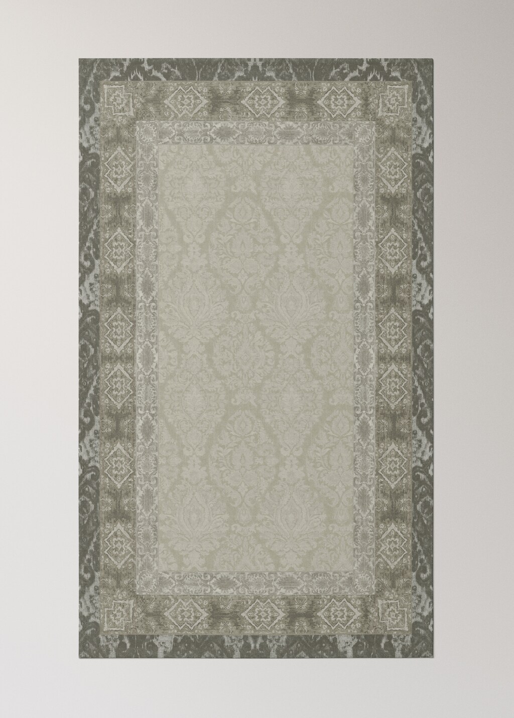 Damask-print cotton tablecloth for 8 to 10 diners