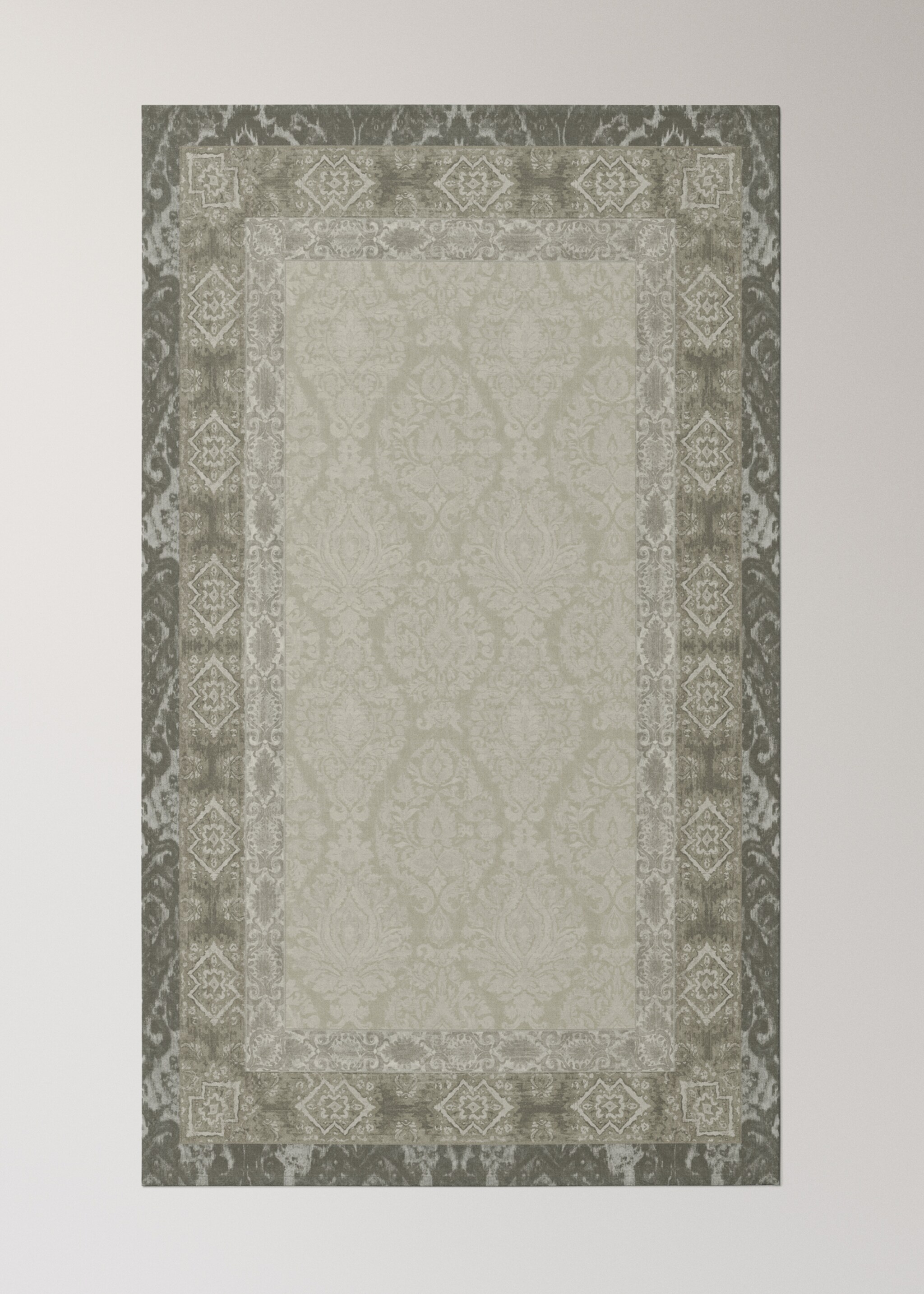 Damask-print cotton tablecloth for 8 to 10 diners - Details of the article 2, Sand. Ref: 17004136-00.