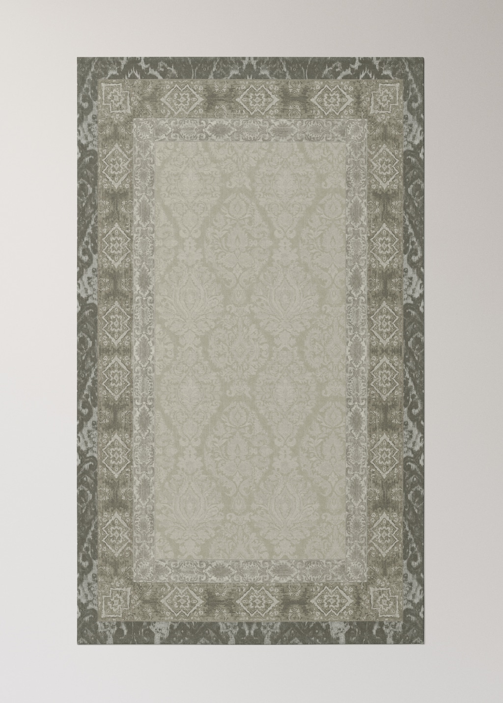 Damask-print cotton tablecloth for 8 to 10 diners