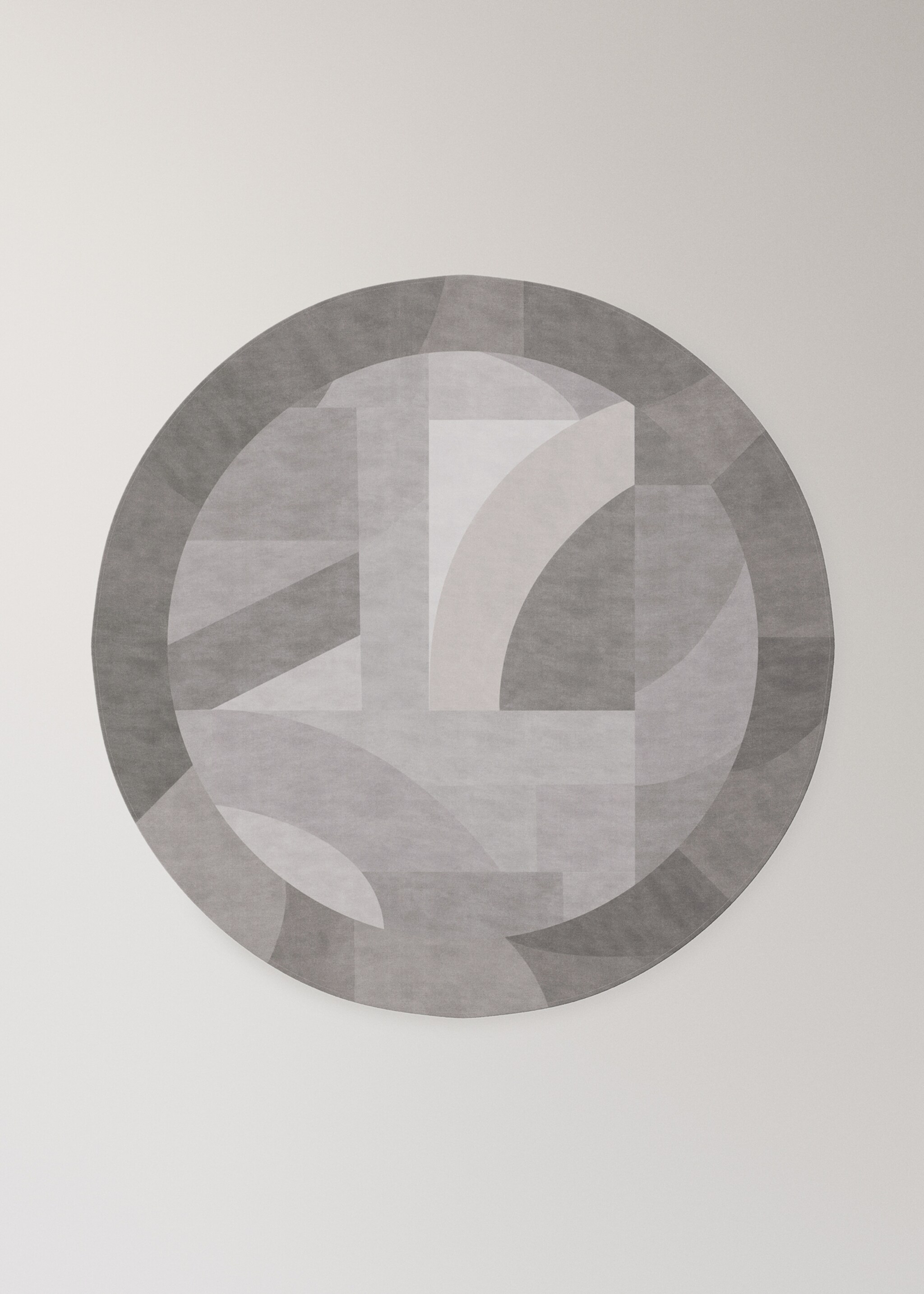 Round cotton tablecloth with geometric print, seats 6 to 8 people - Προϊόν χωρίς μοντέλο, Γκρι Σκούρο. Ref: 17004139-00.