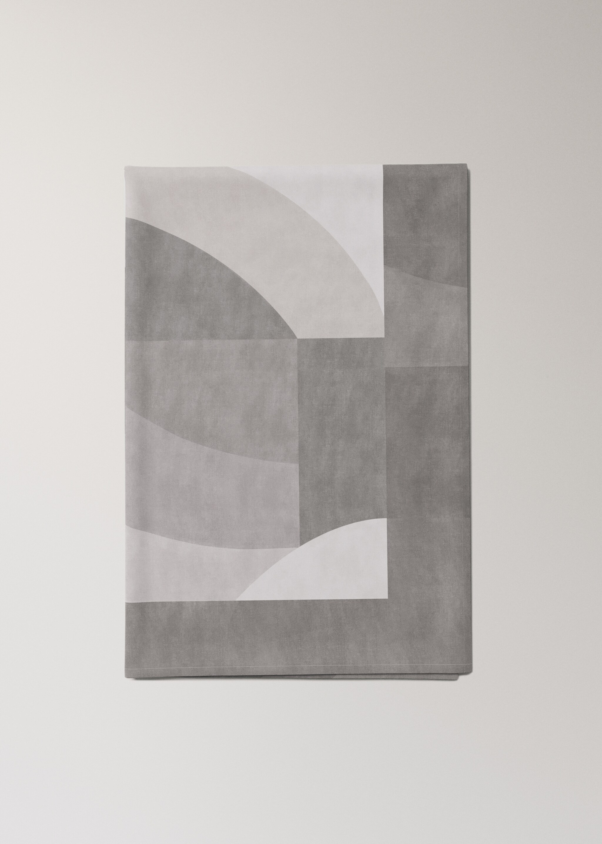 Cotton tablecloth with geometric print for 6 to 8 diners - Article without model, Dark Grey. Ref: 17004140-00.