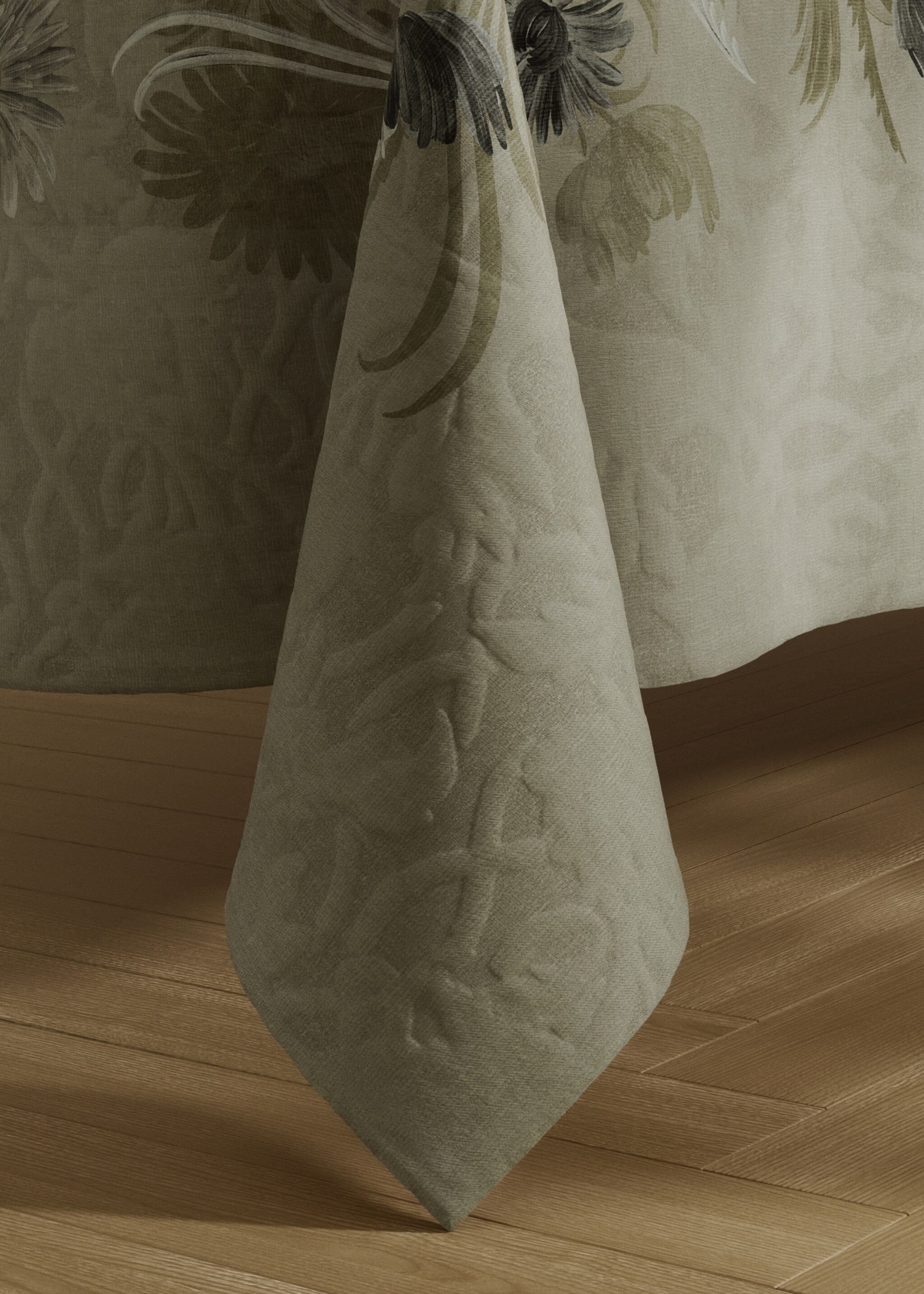 Flower print jacquard cotton tablecloth 6 to 8 guests - Details of the article 7