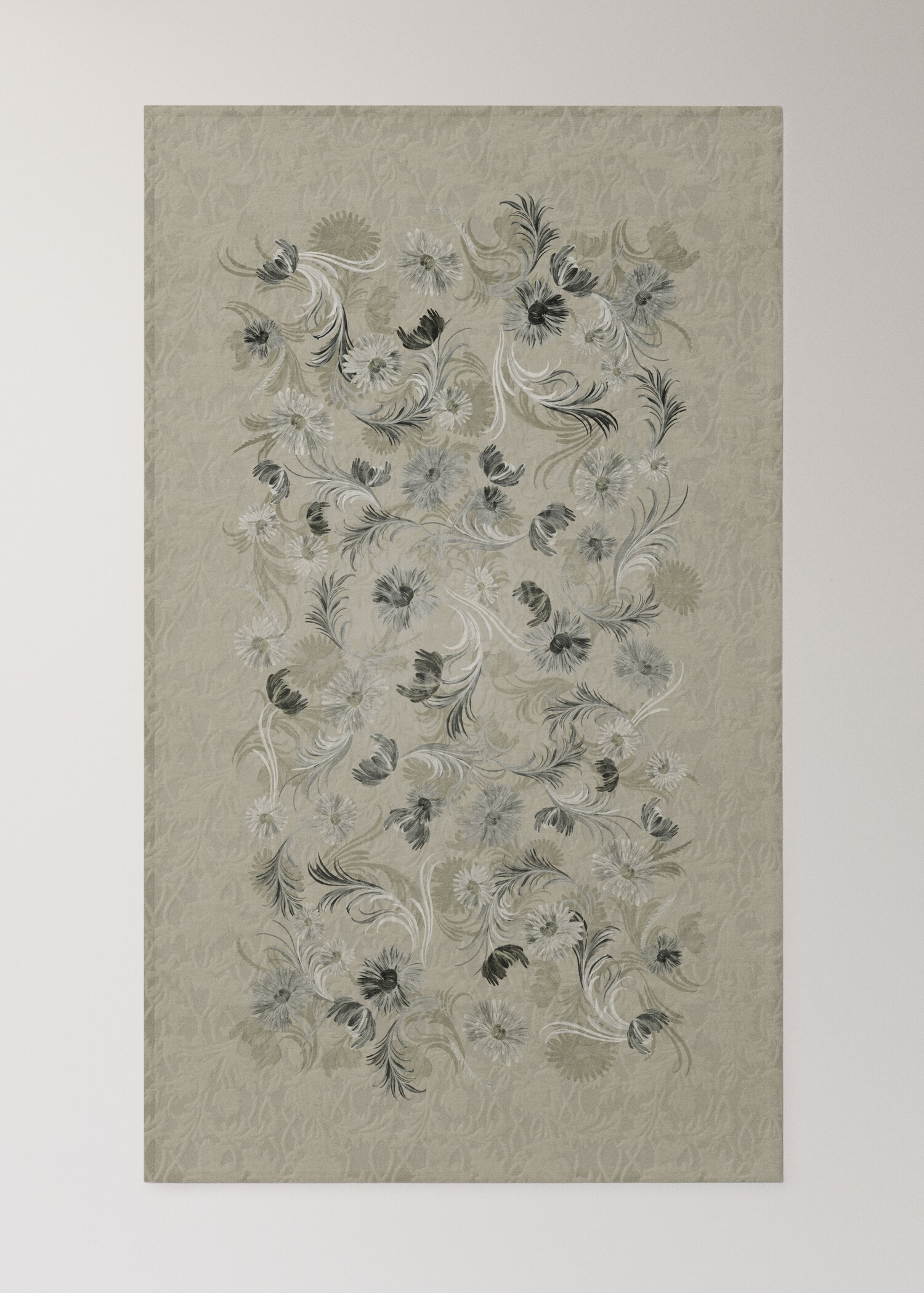 Jacquard cotton floral-print tablecloth for 2 to 4 diners - Medium plane