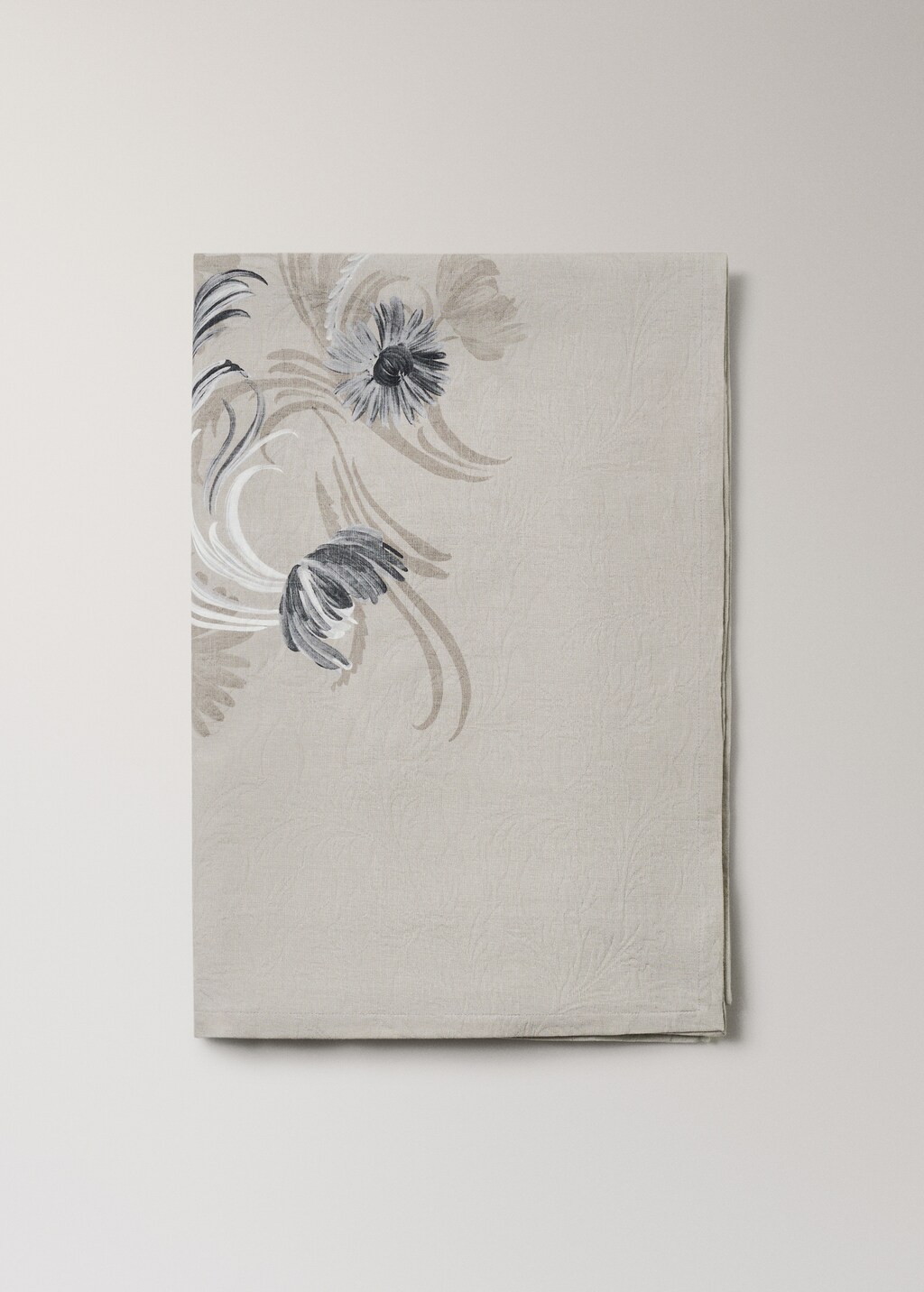 Jacquard cotton floral-print tablecloth for 2 to 4 diners