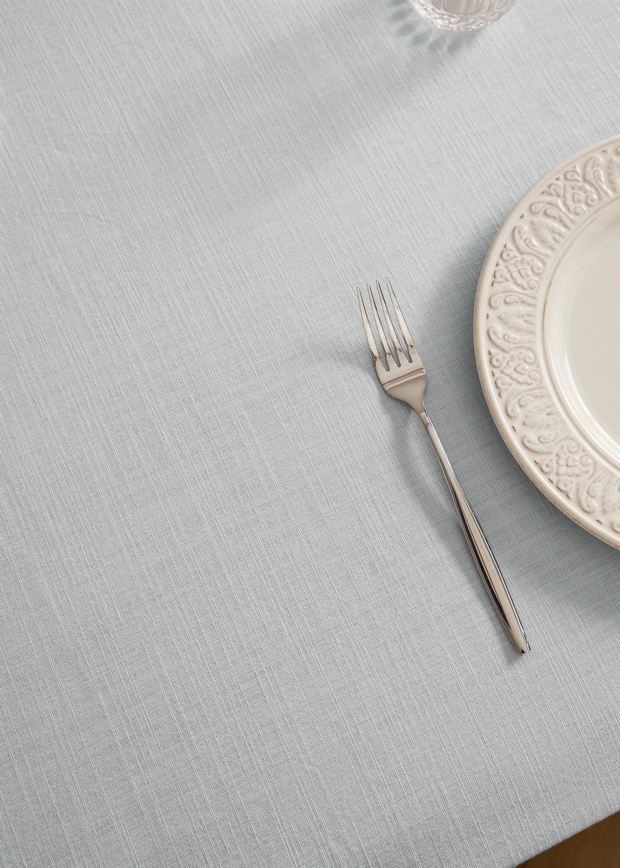 Cotton vanilla tablecloth for 8 to 10 diners - Details of the article 7, Grey. Ref: 17004149-00.