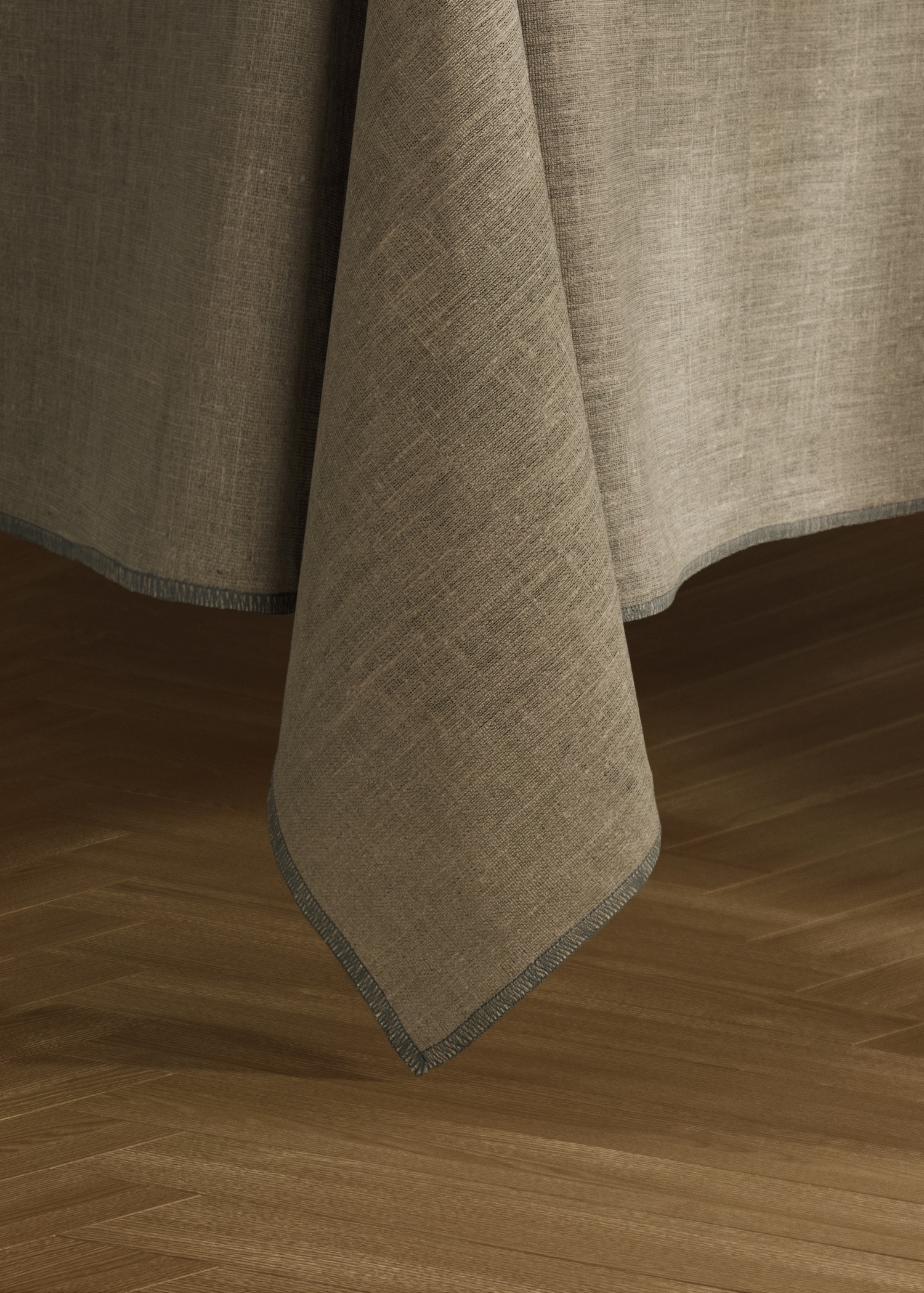 Resin-coated linen tablecloth overlock contrast 6 to 8 diners - Details of the article 8
