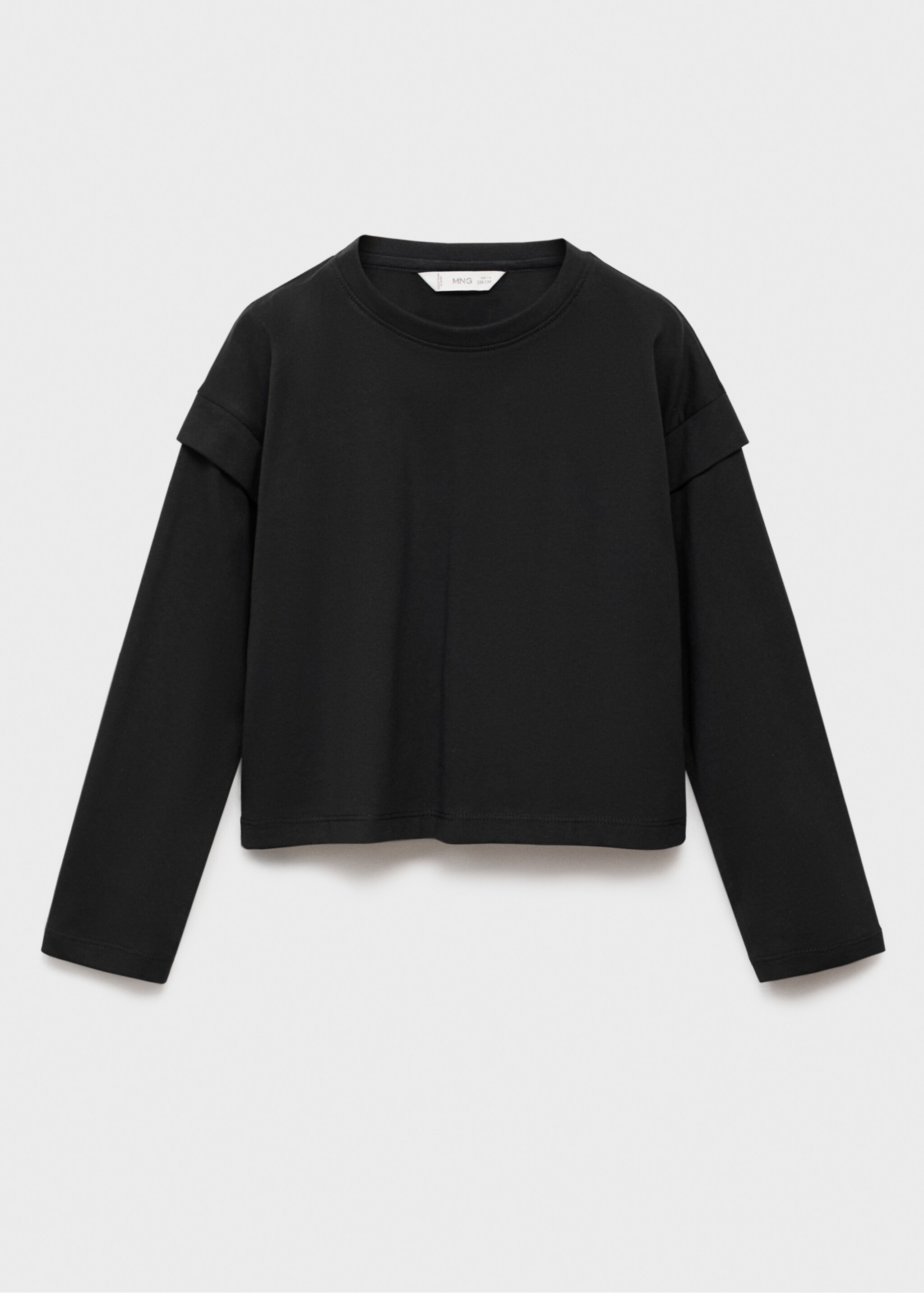T-shirt détail manches - Article sans modèle, Noir. Ref: 17004433-00.