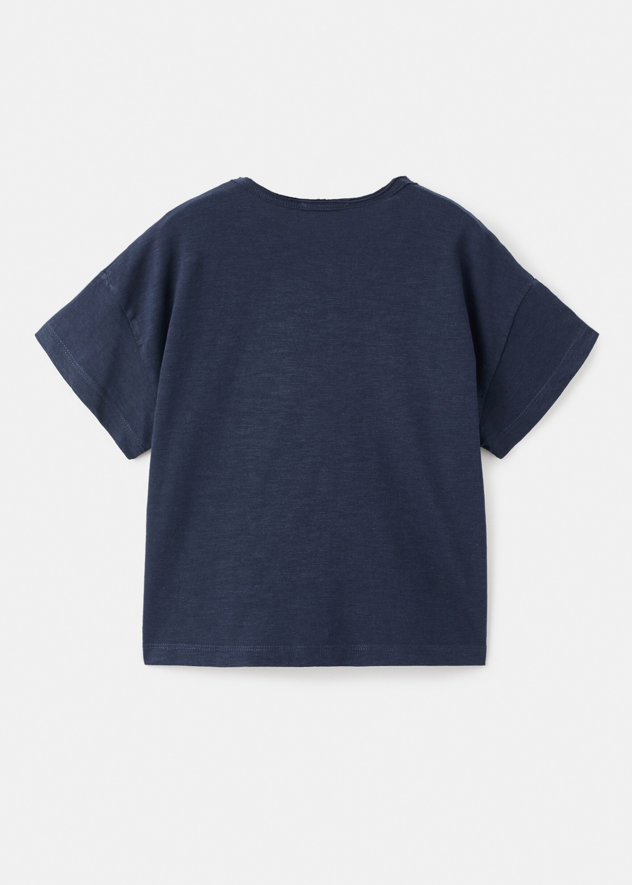T-shirt with mother-of-pearl button detail - Reverse of the article, Navy. Ref: 17004434-00.