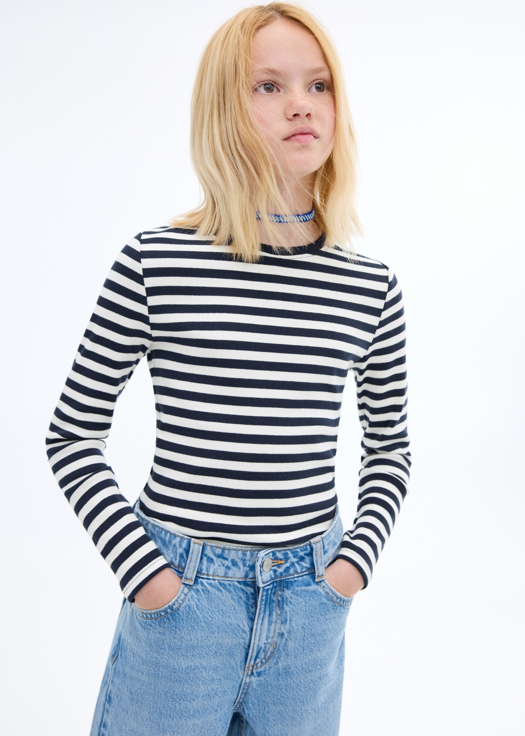 T-shirt coton à rayures - Plan moyen