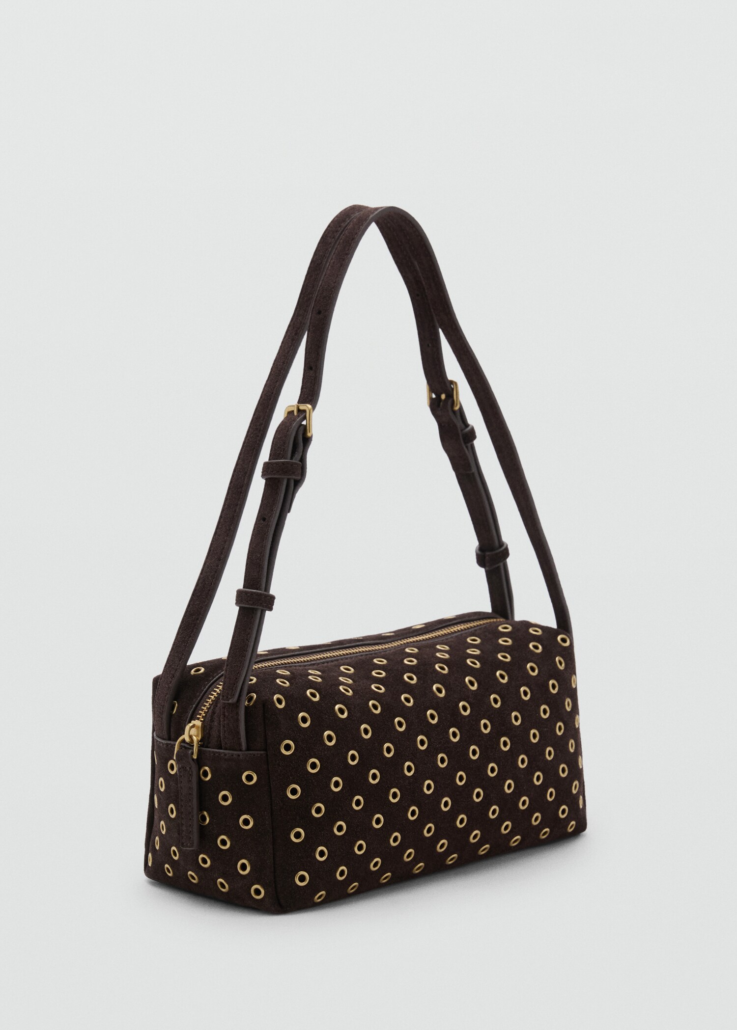 Suede eyelet shoulder bag - Medium plane