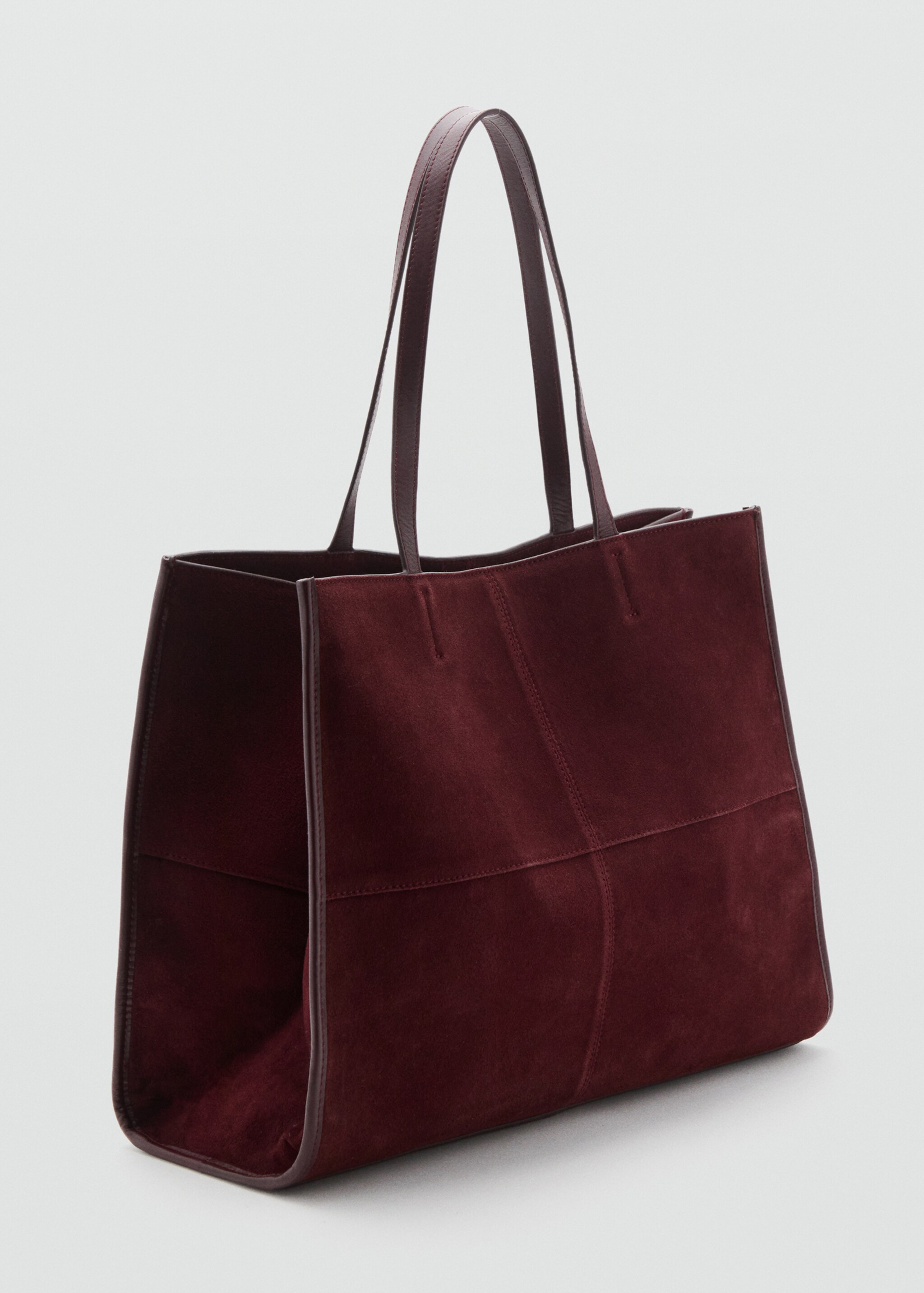 Sac cabas cuir suédé - Plan moyen, Bordeaux. Ref: 17004446-00.
