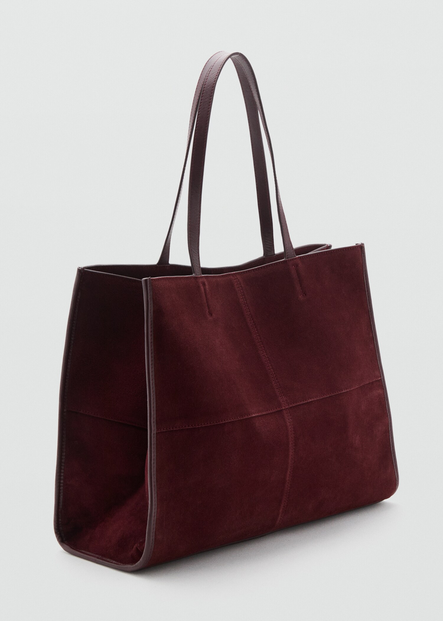 Suede leather shopper bag - Medium plane