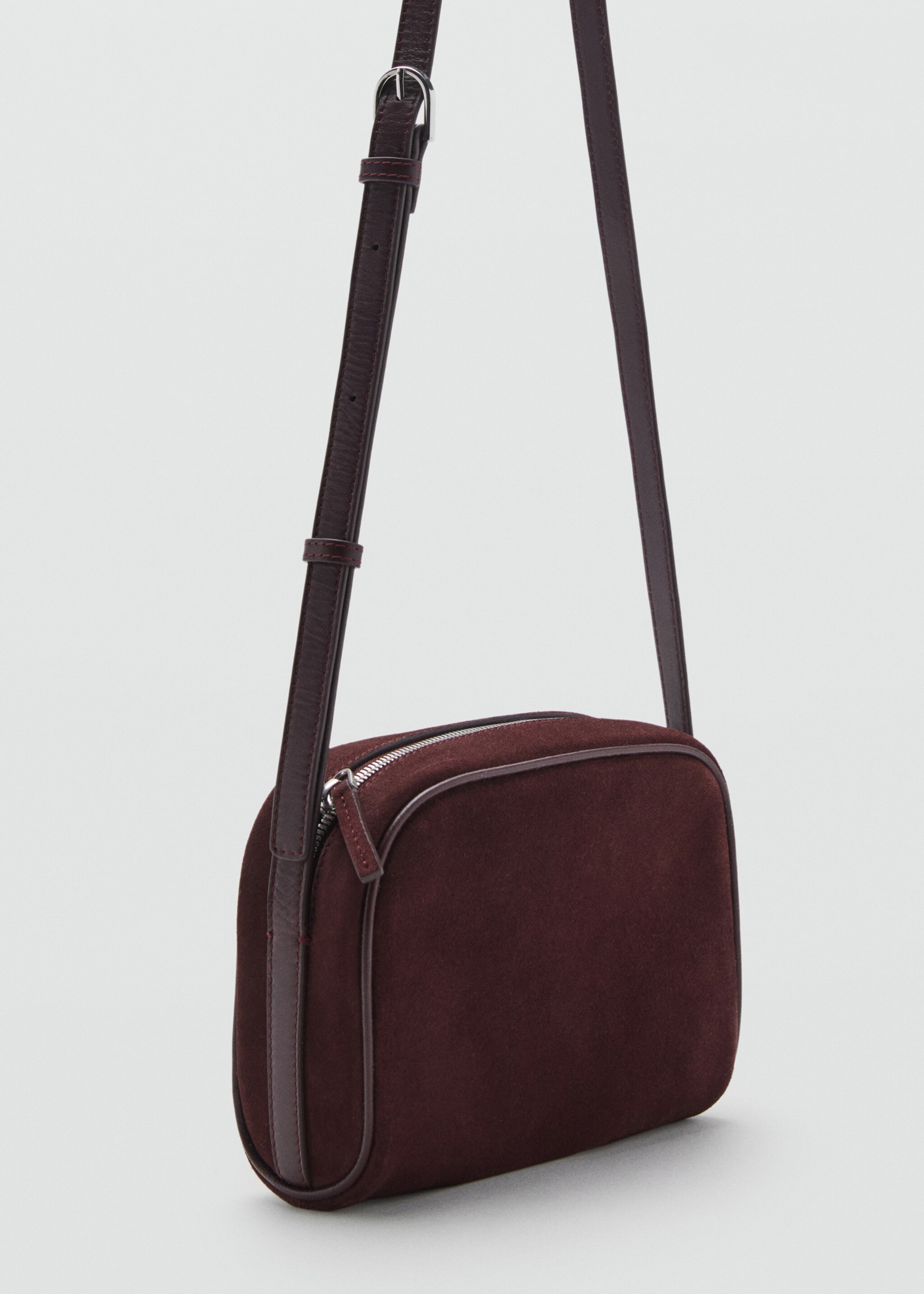 Suede leather shoulder bag - Medium plane, Burgundy. Ref: 17004447-00.