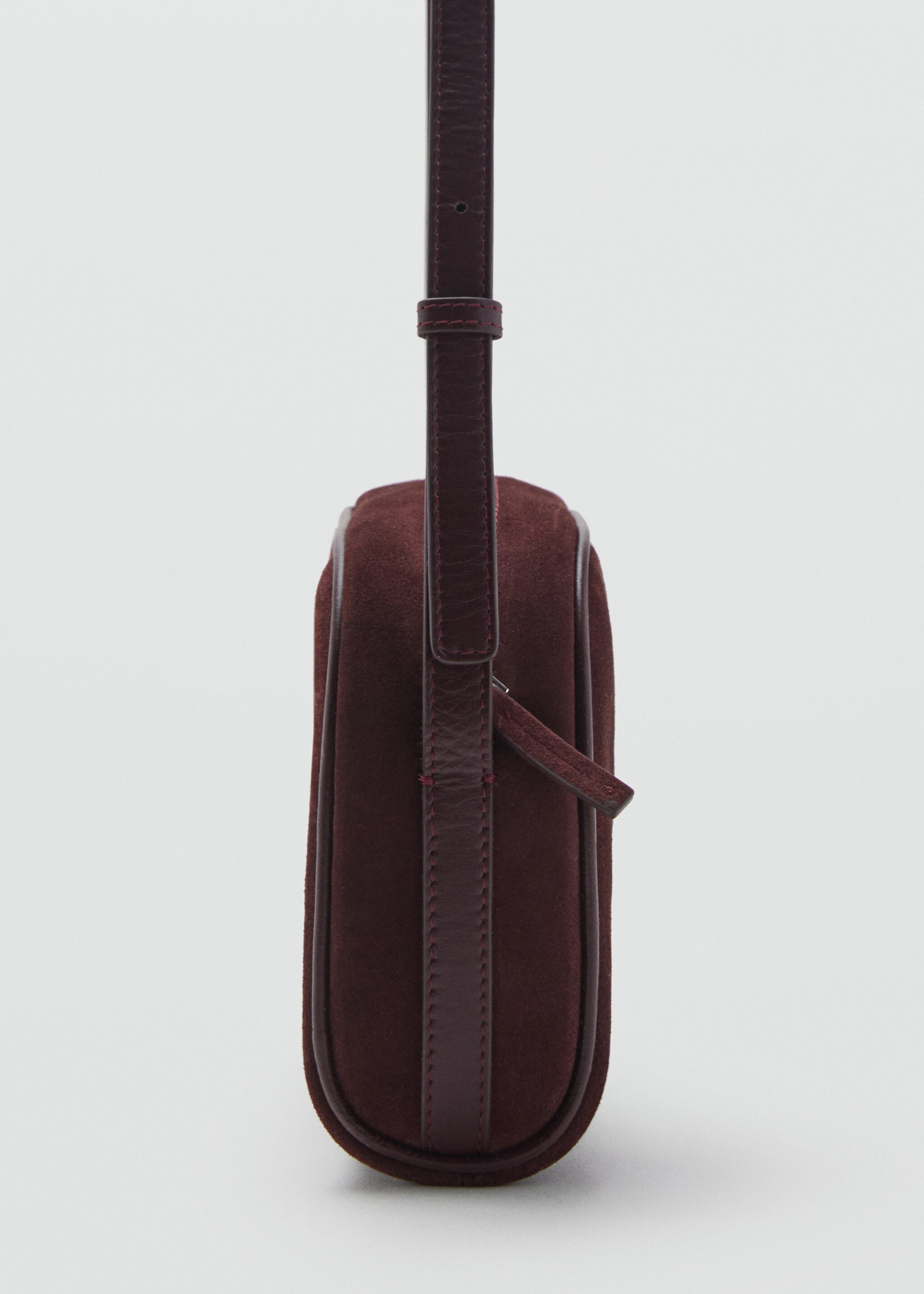 Suede leather shoulder bag - Details of the article 1, Burgundy. Ref: 17004447-00.