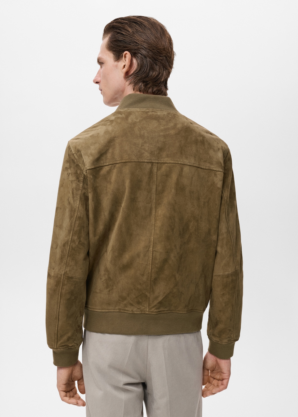 Suede leather bomber jacket
