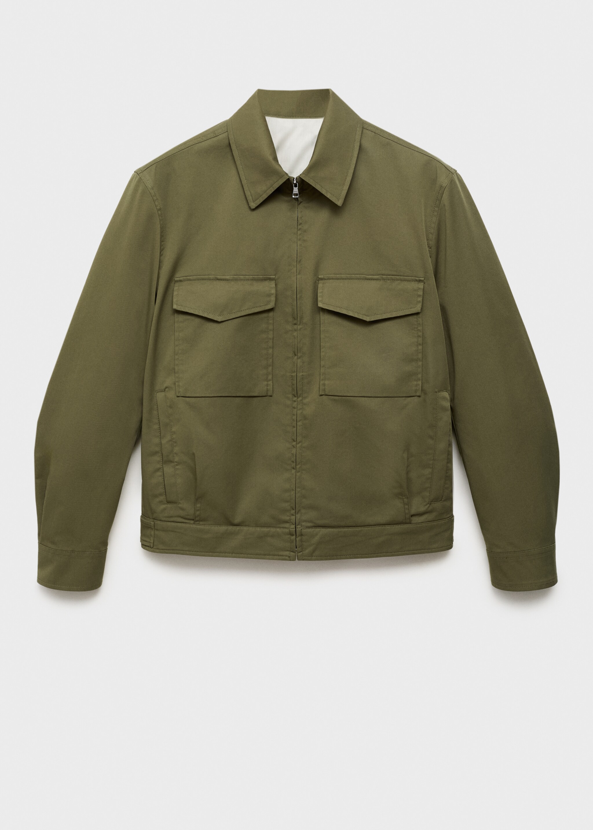 Cotton jacket with pockets - Article without model, Olive Green. Ref: 17005142-00.
