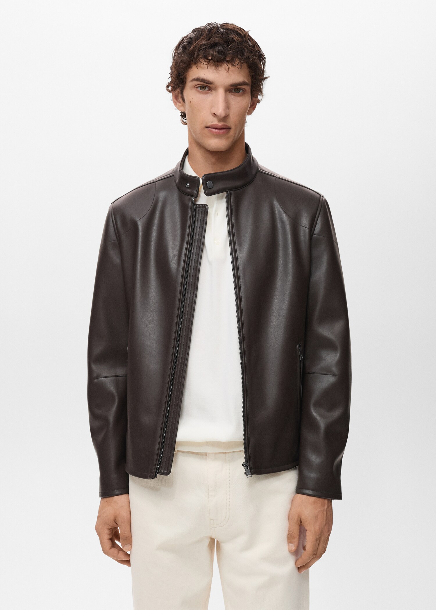 Zip-up leather-effect jacket - Medium plane