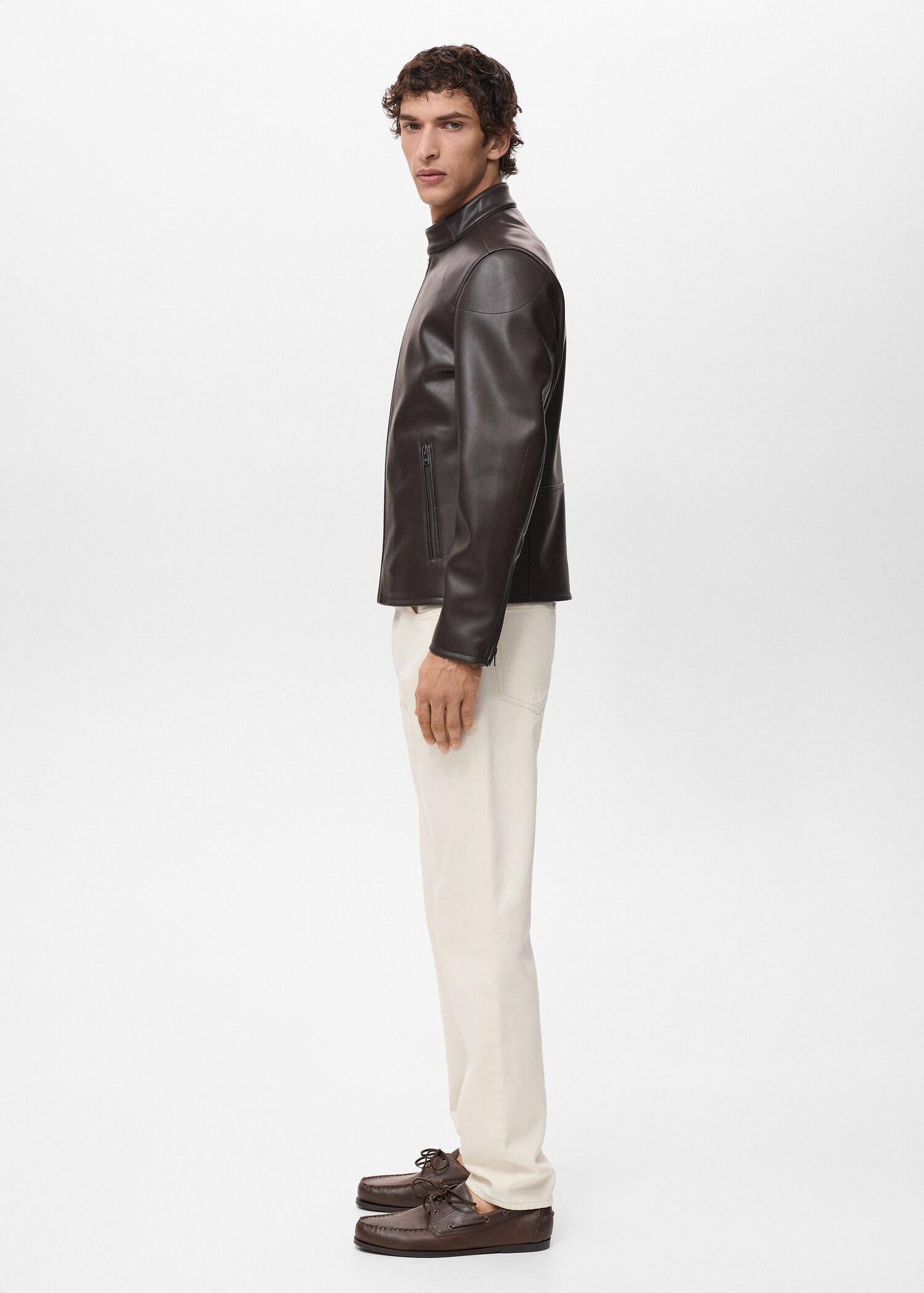 Zip-up leather-effect jacket - Details of the article 2