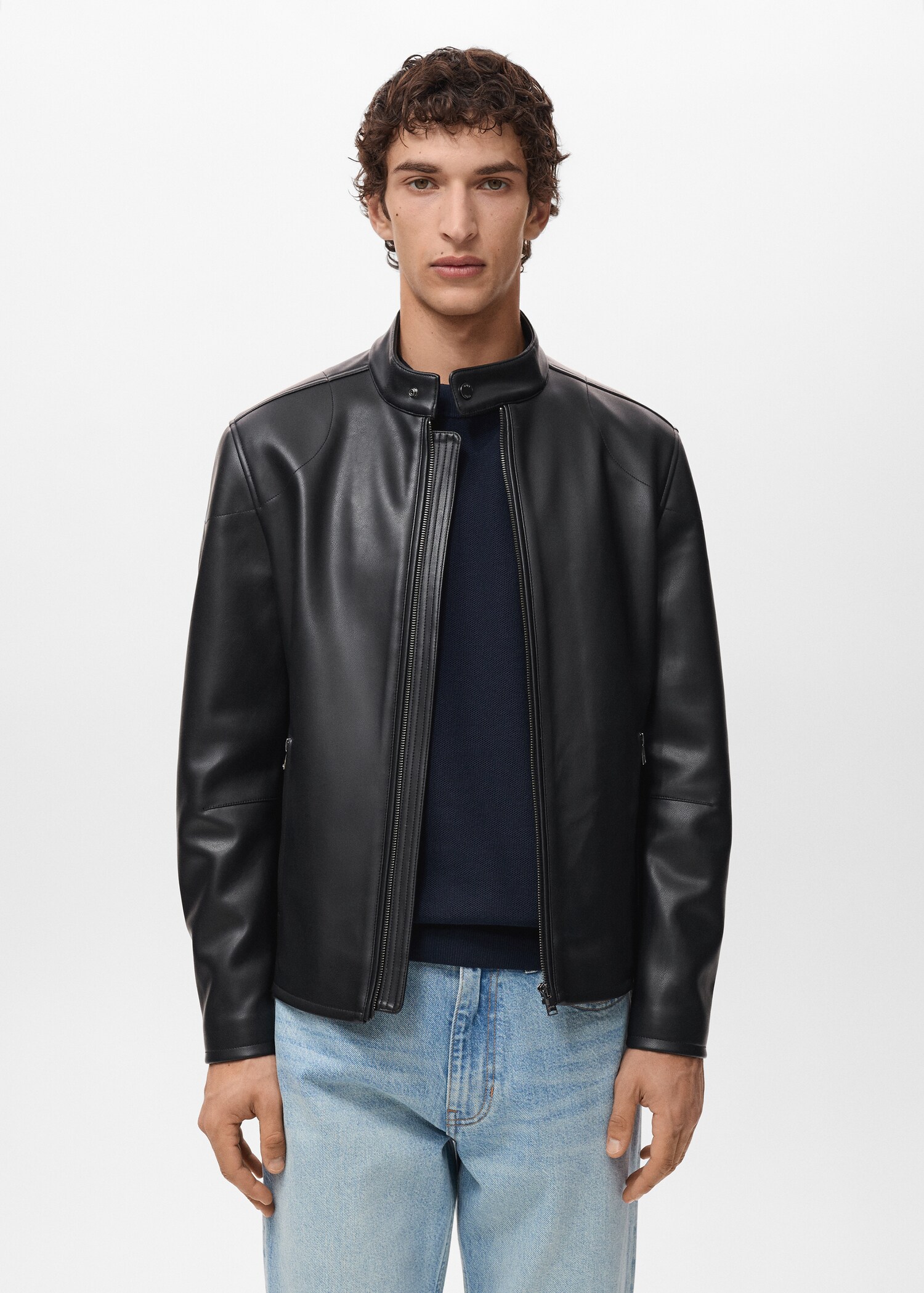Zip-up leather-effect jacket - Medium plane