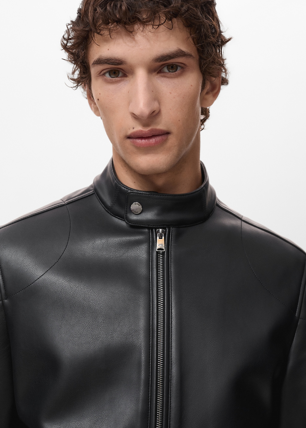 Zip-up leather-effect jacket - Men | MANGO USA