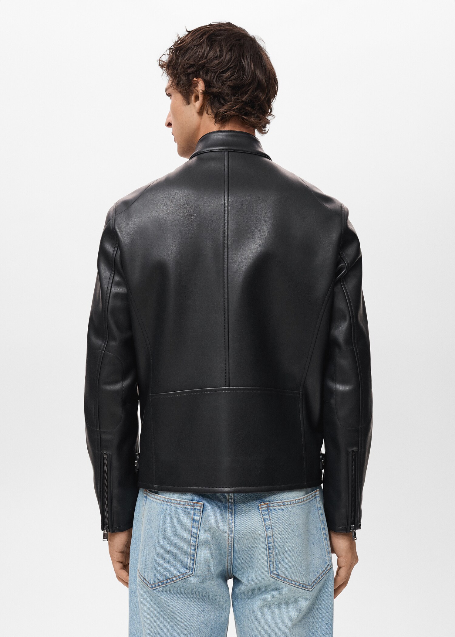 Zip-up leather-effect jacket - Reverse of the article