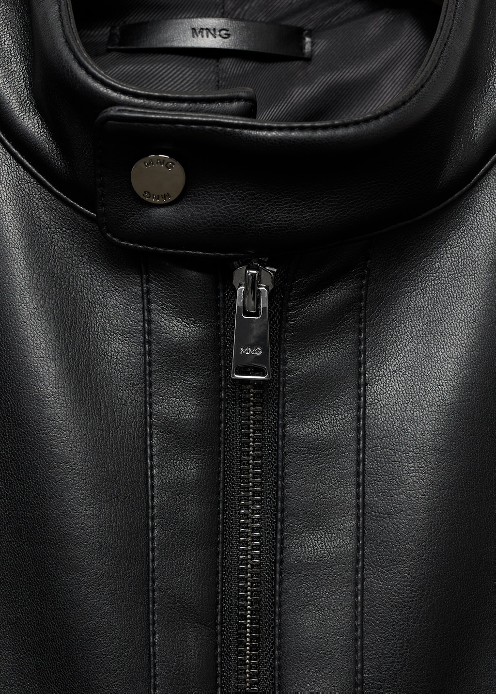 Zip-up faux-leather jacket