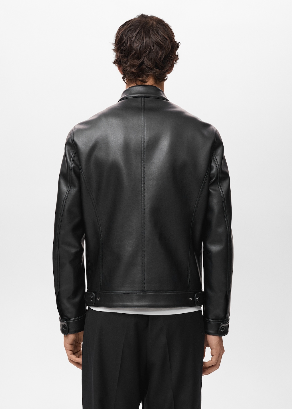 Zip-up faux-leather jacket