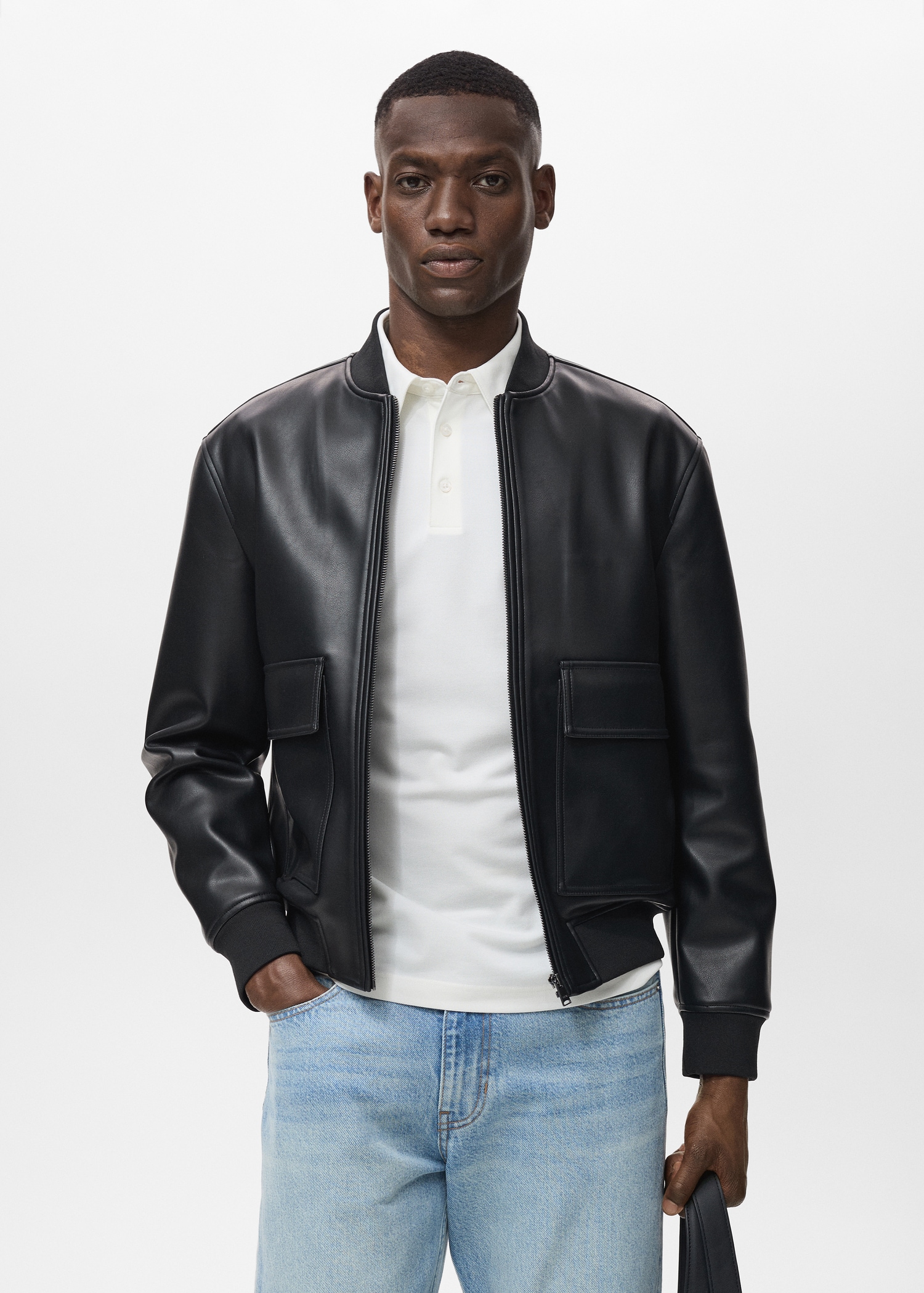 Faux-leather bomber jacket Men MANGO Indonesia