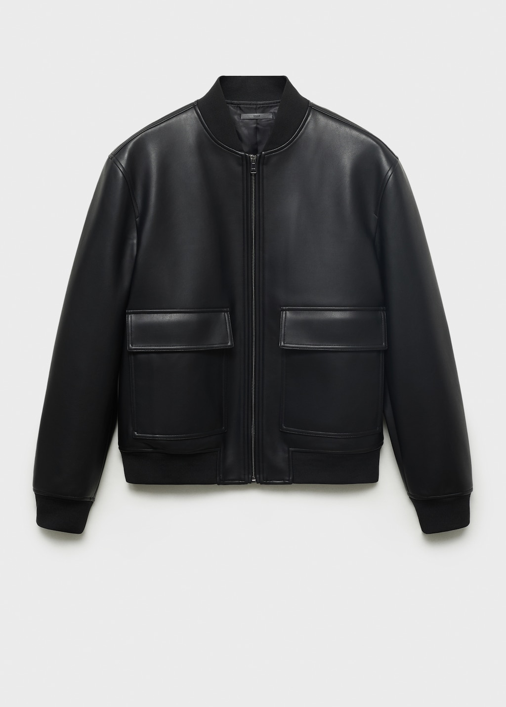 Faux-leather bomber jacket