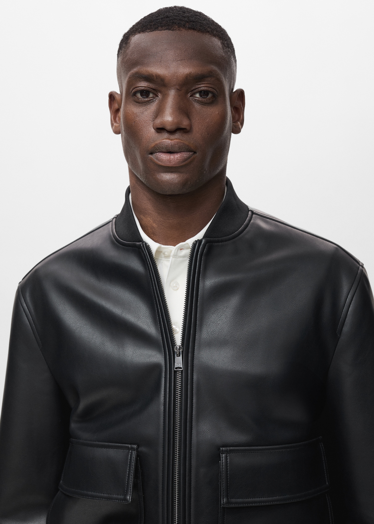 Leather-effect bomber jacket - Main Image