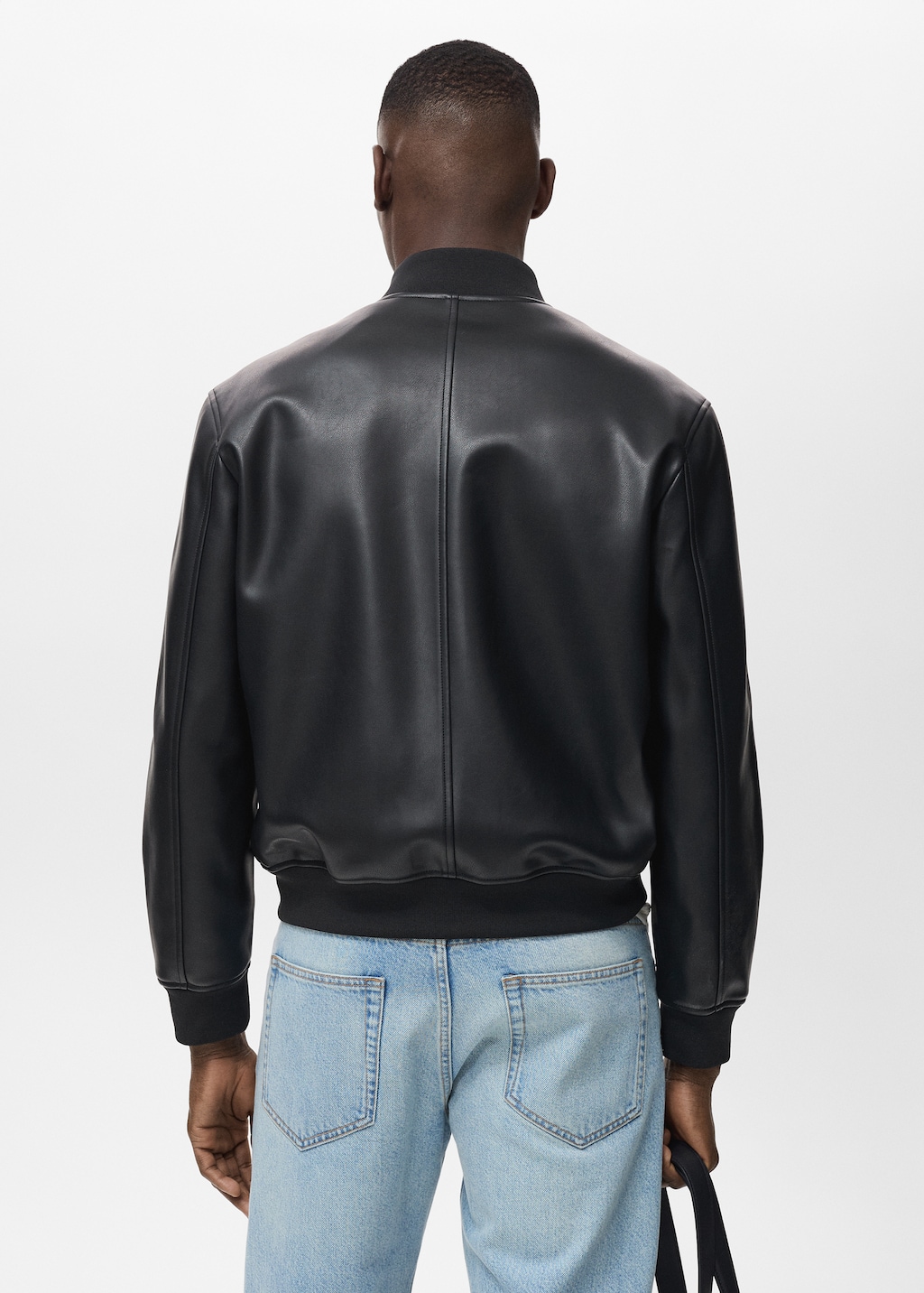 Faux-leather bomber jacket