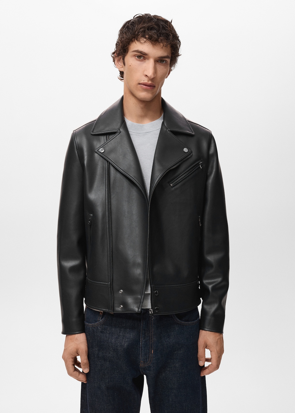 Faux-leather biker jacket