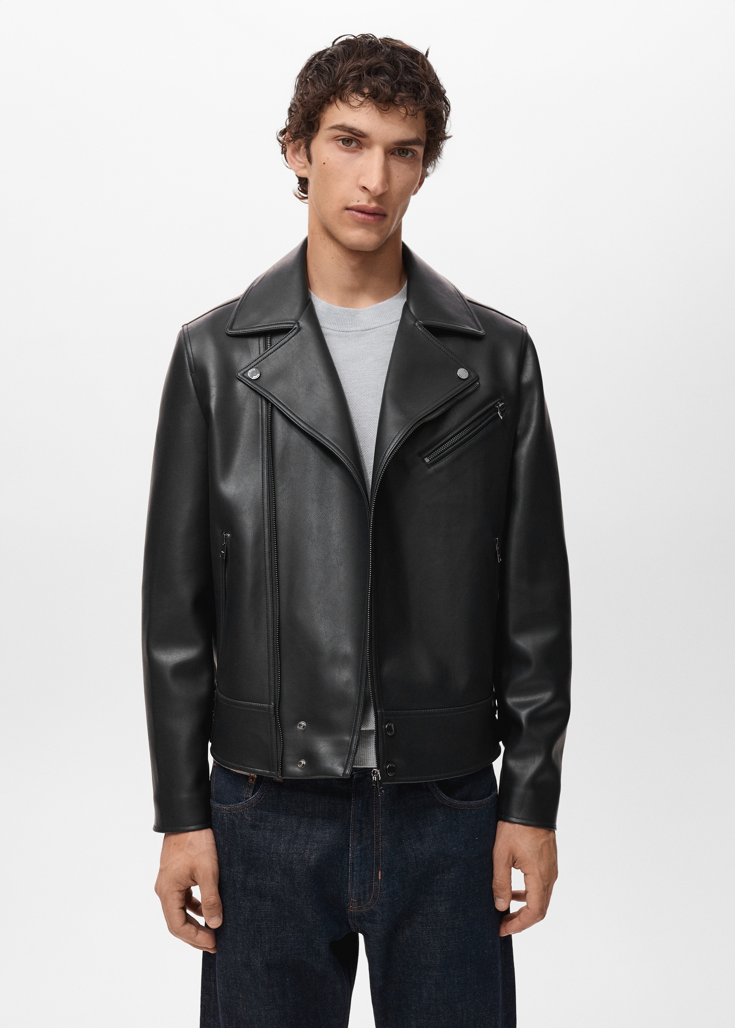 Leather-effect biker jacket Men MANGO Philippines