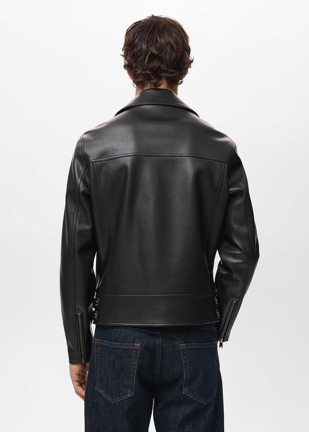 Faux-leather biker jacket