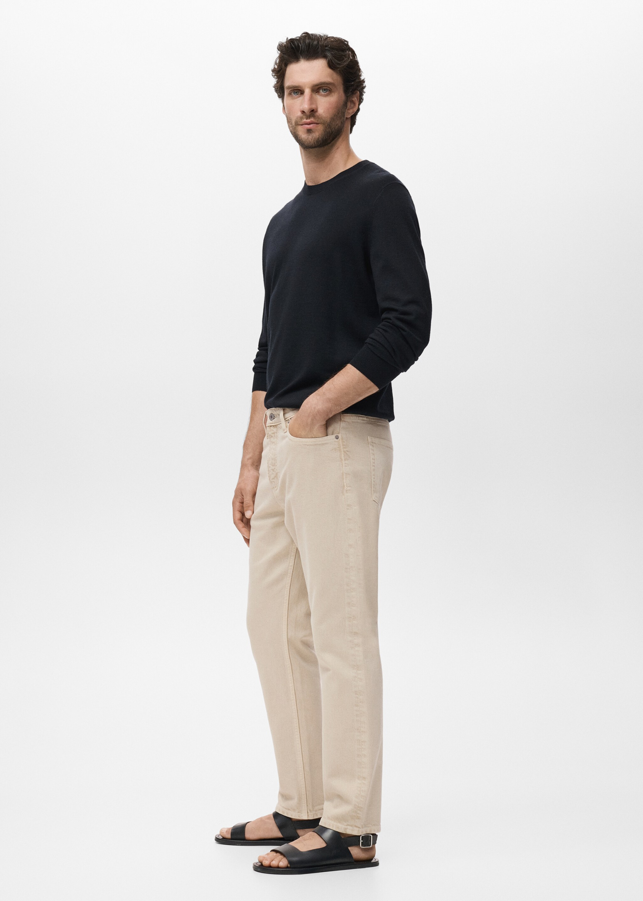 Ben tapered-fit jeans - Details of the article 2, Sand. Ref: 17005150-00.