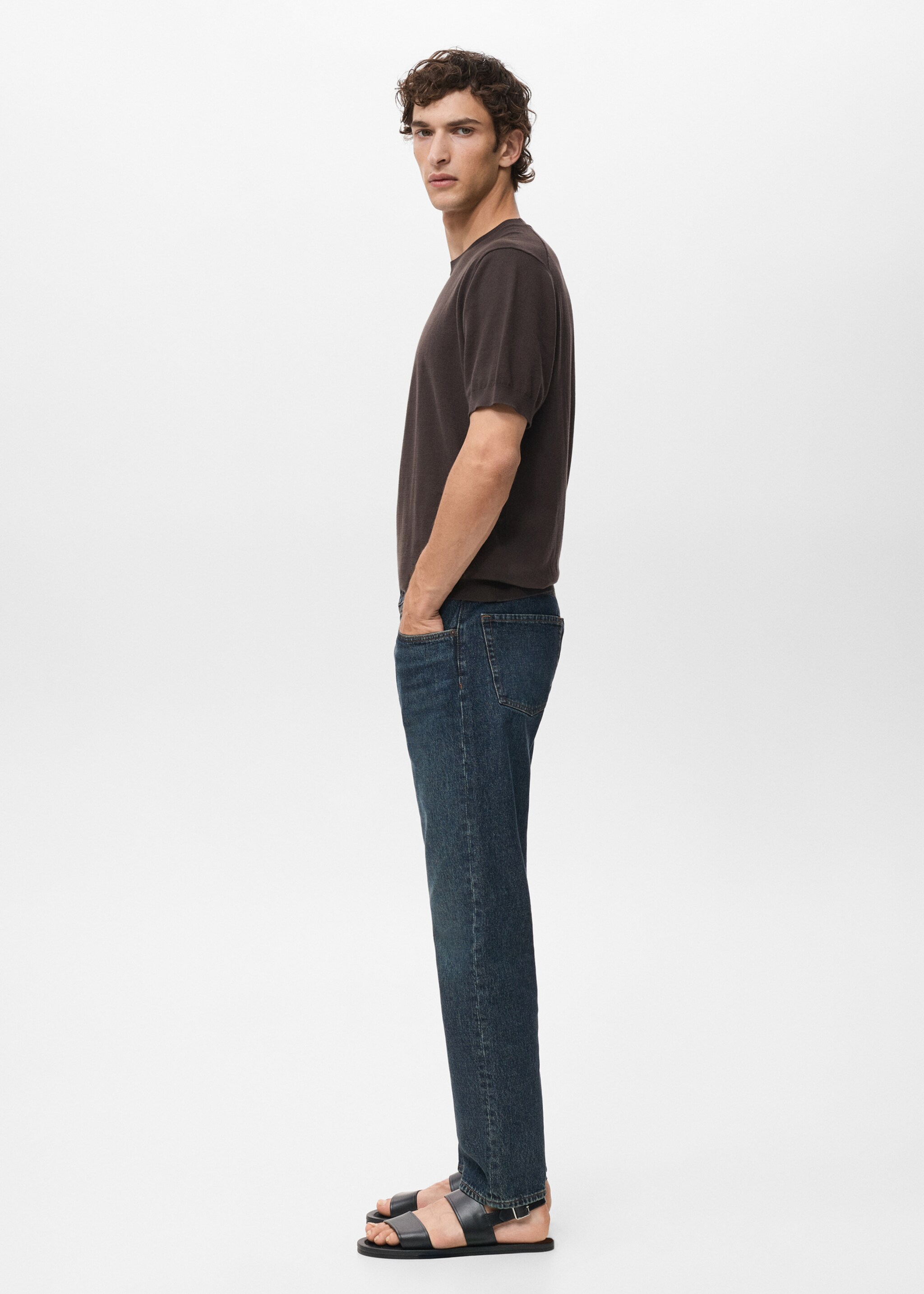 Moby straight-fit dark-wash jeans - Details of the article 2, Dark Blue. Ref: 17005152-00.