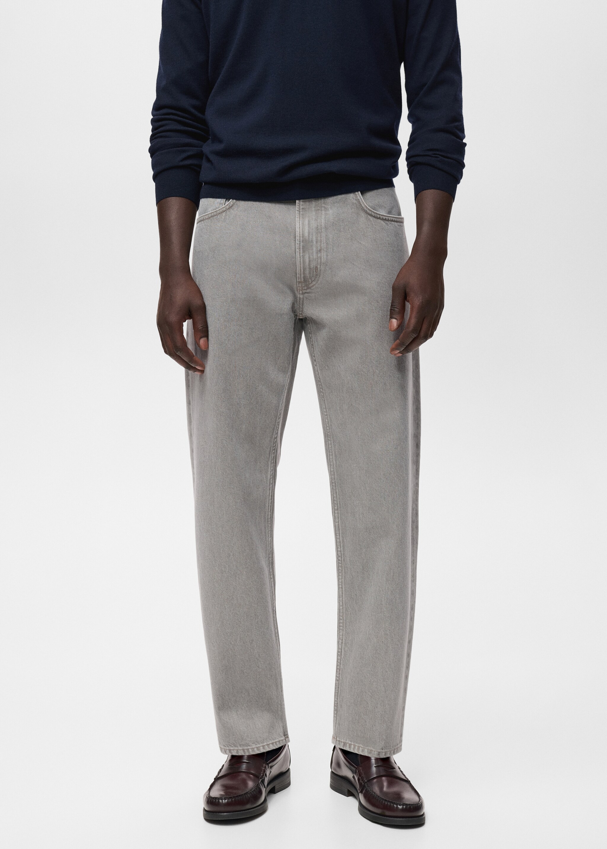 Jean Moby straight-fit - Plan moyen, Gris denim. Ref: 17005155-00.