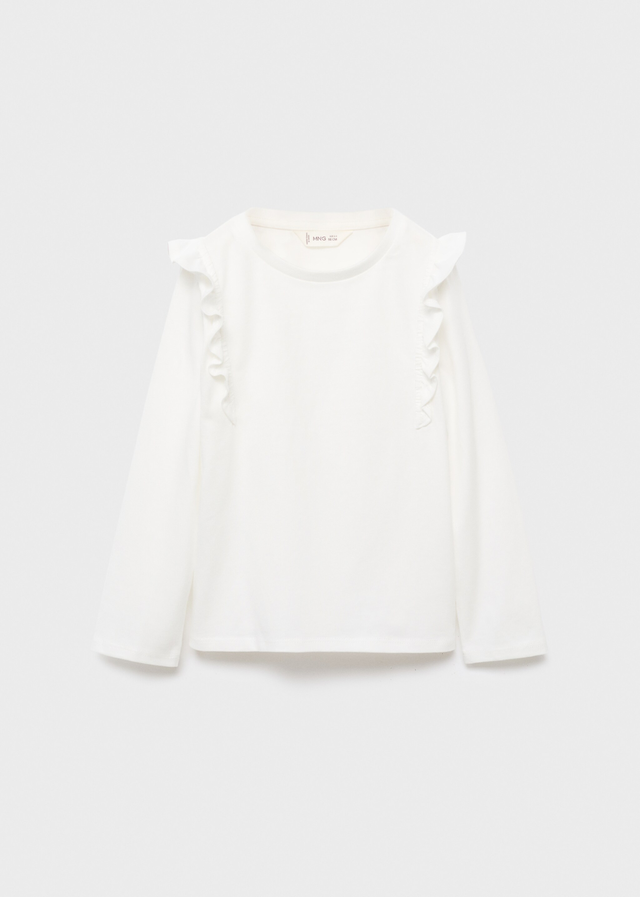T-shirt en coton à volants - Article sans modèle, Blanc cassé. Ref: 17005164-00.