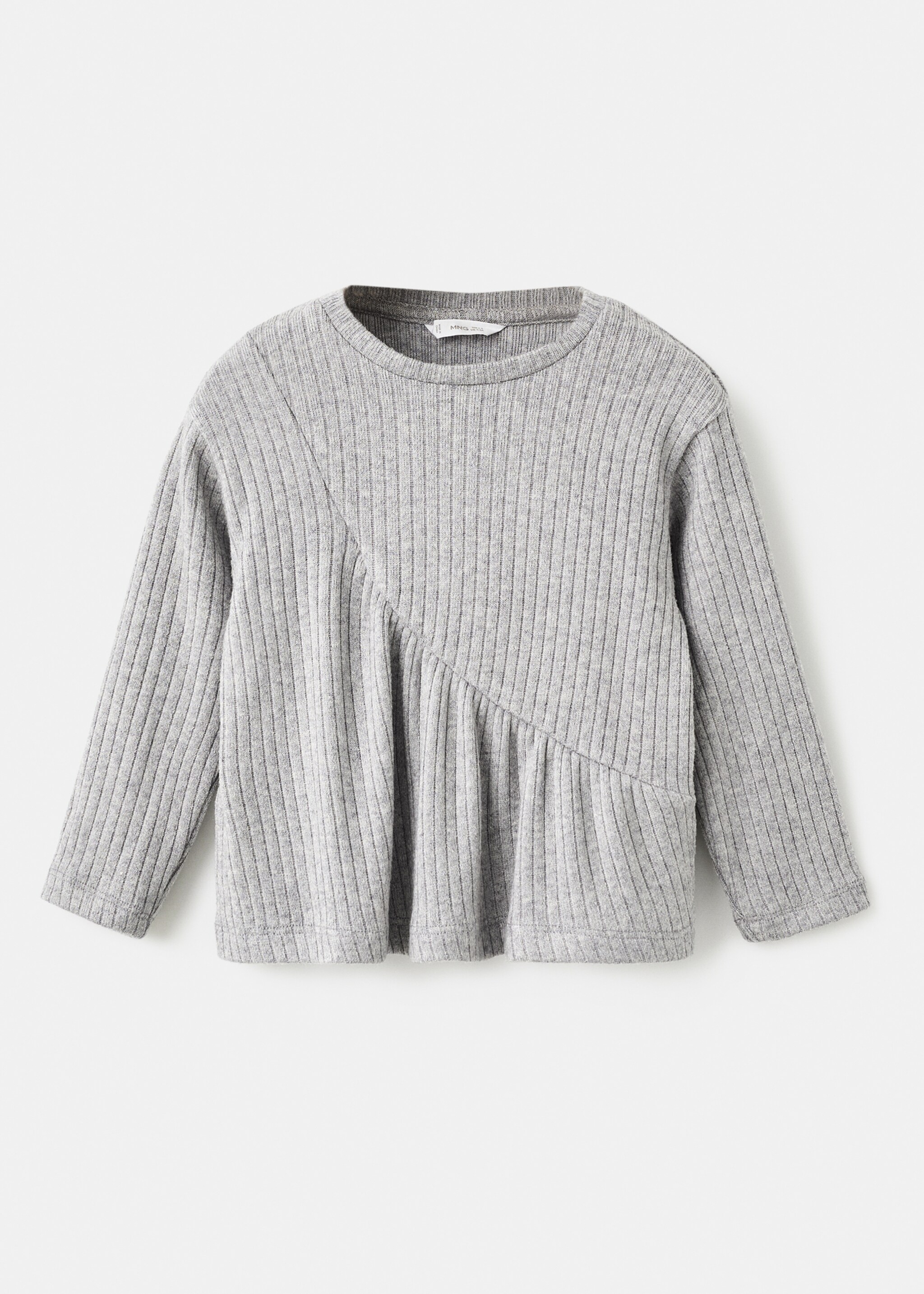 Ribbed ruffle T-shirt - منتج دون نموذج, رمادي أرجواني متوسط. Ref: 17005166-00.
