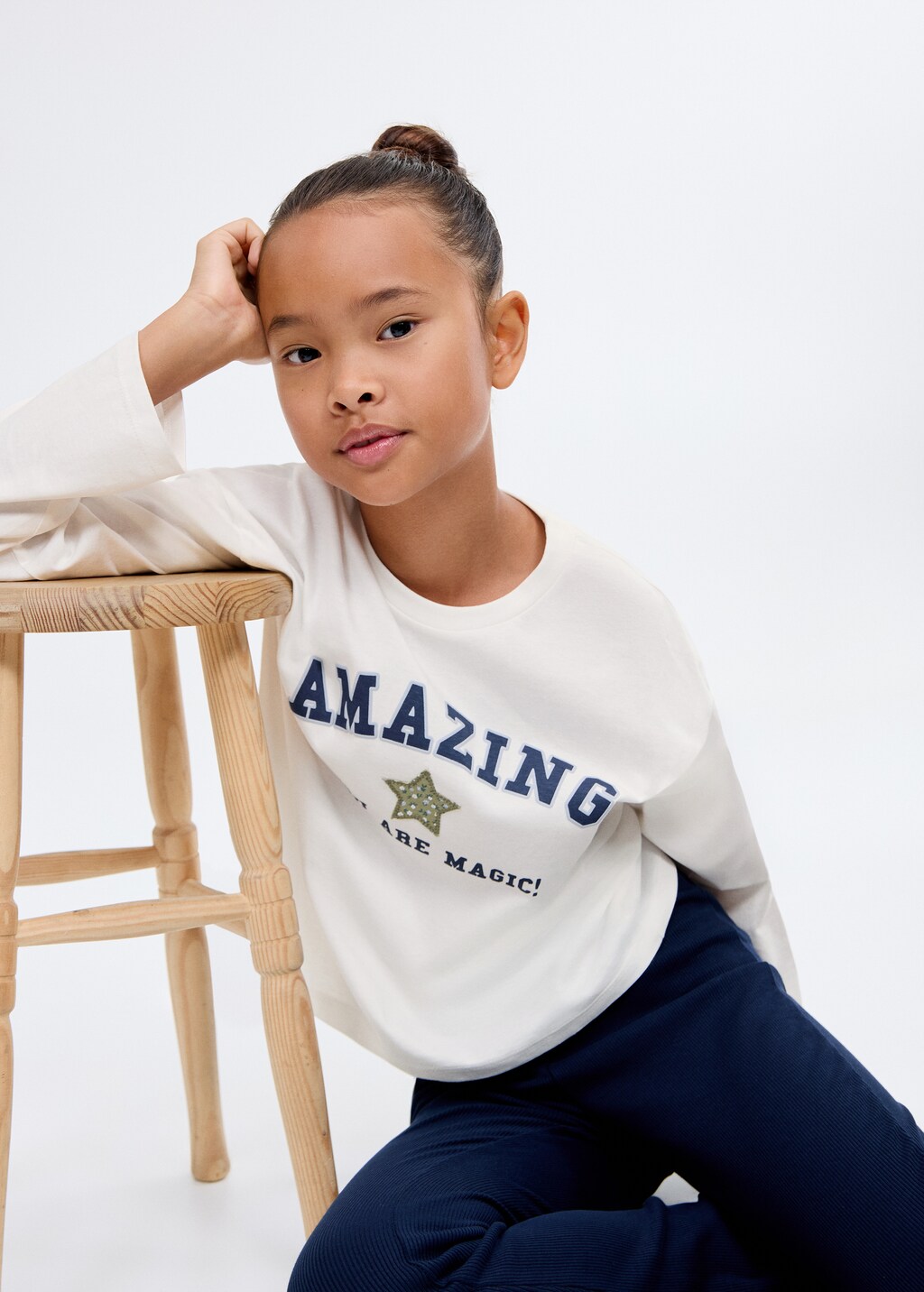 Embroidered printed T-shirt